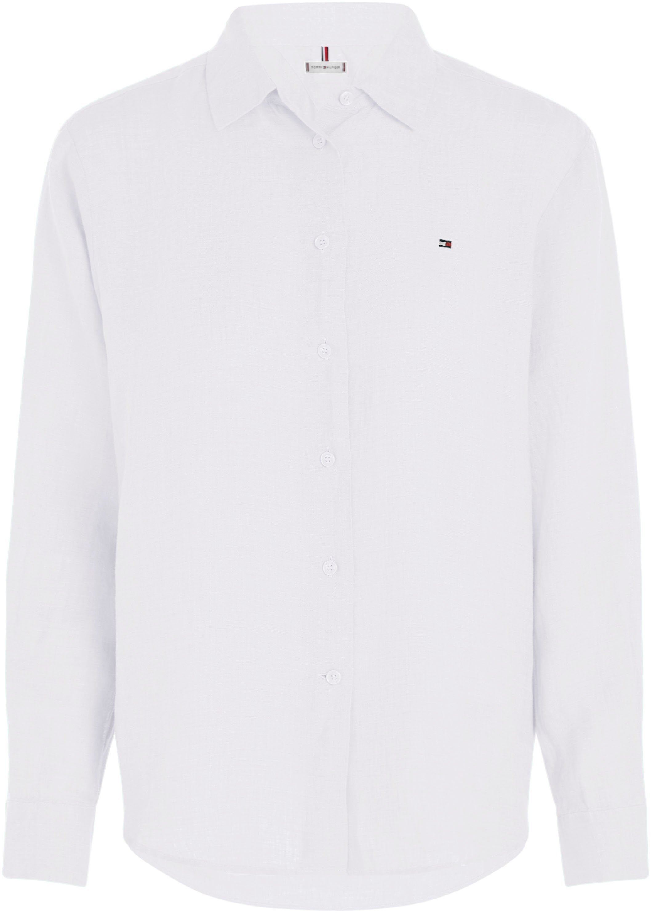 Tommy Hilfiger Overhemdblouse LINEN RELAXED SHIRT LS met logoborduursel op borsthoogte