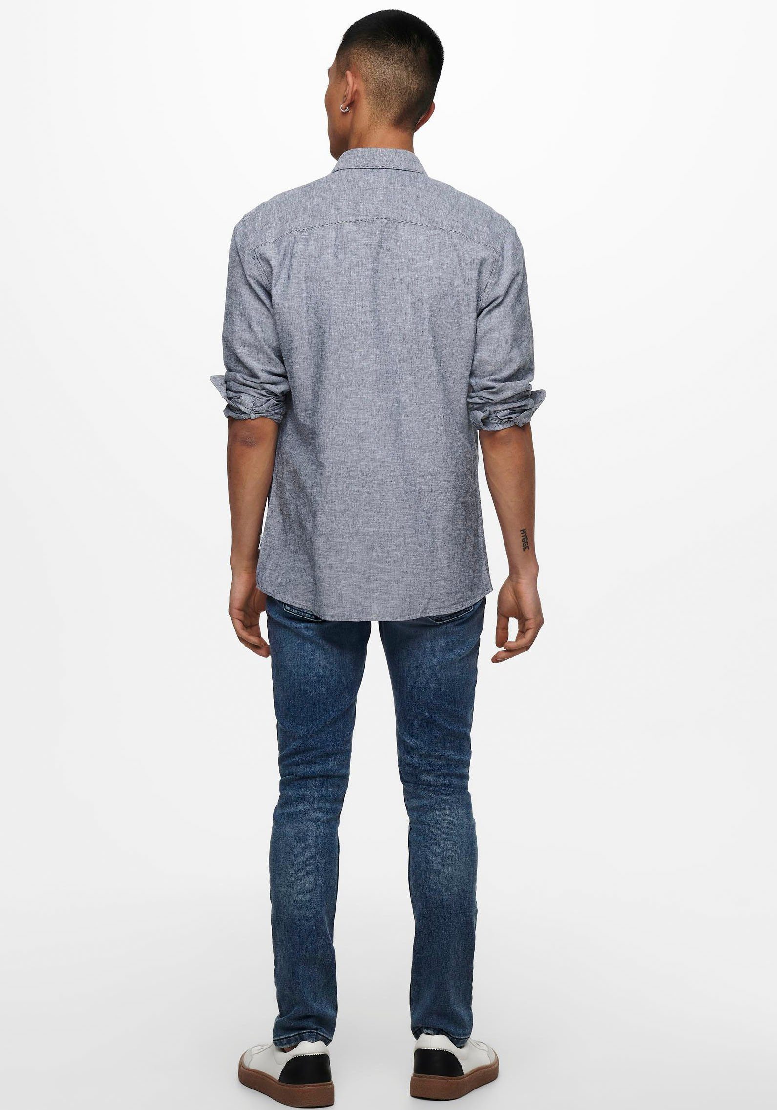 ONLY & SONS Overhemd met lange mouwen ONSCAIDEN LS SOLID LINEN SHIRT NOOS
