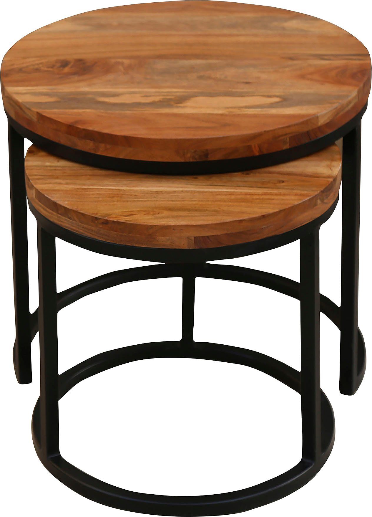 byLIVING Bijzettafel Selma van massief hout, dubbele bijzettafel