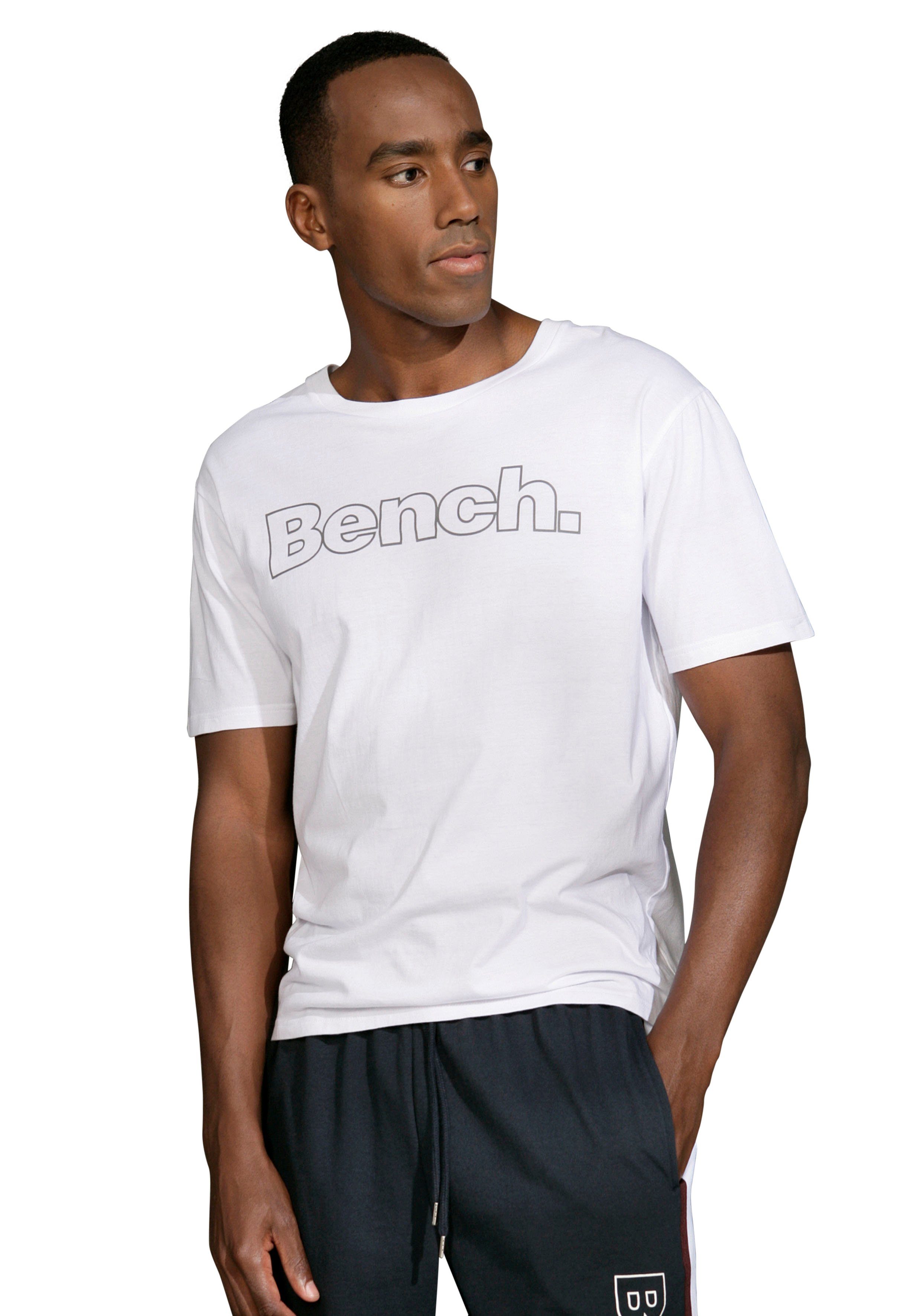 Bench. Loungewear T-shirt Shirt met logoprint, basic shirt met ronde hals van 100% katoen (2-delig)