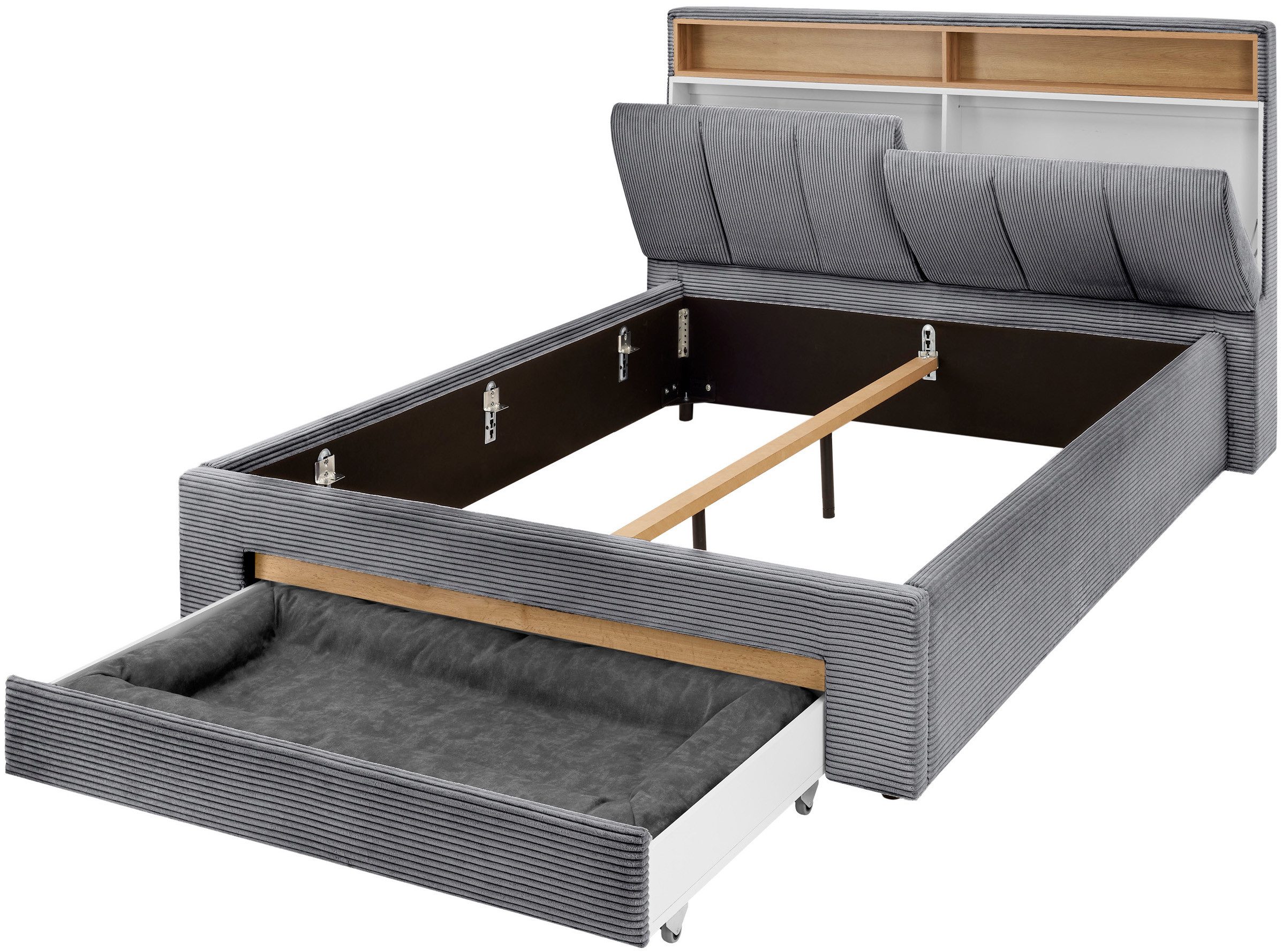 INOSIGN Gestoffeerd bed CiTY/GiRON,, gepolsterd opbergbed, met LED-verlichting Bedkisten met hondenbed of als opbergruimte, opklapbare hoofdeinden