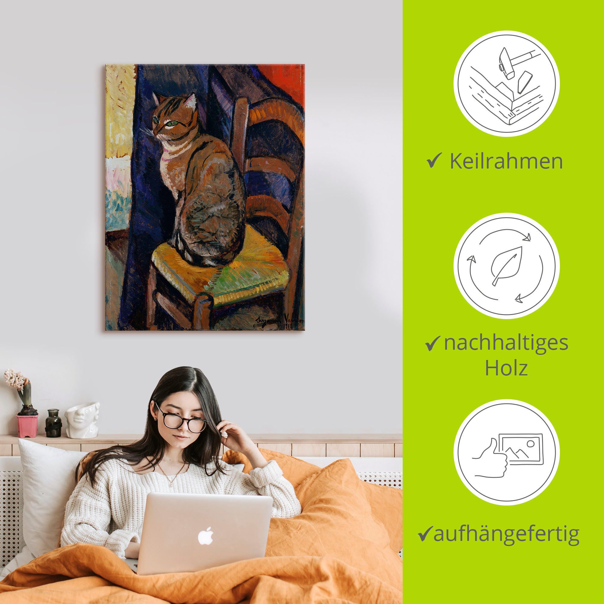 Artland Artprint Tekening stoel zittende kat. als artprint op linnen, poster, muursticker in verschillende maten