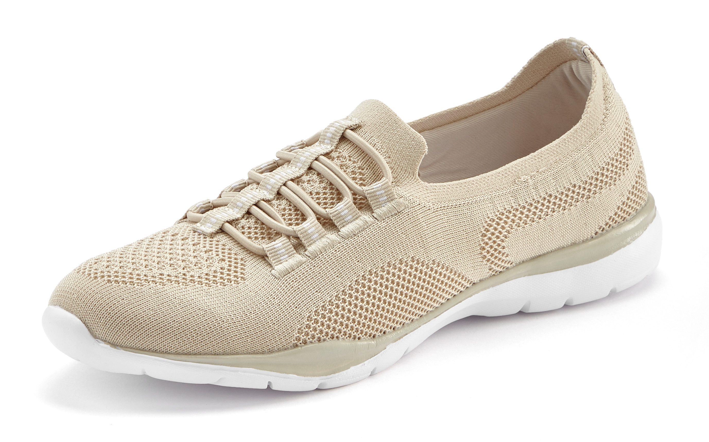 Lascana Sneakers Slipper, halfschoen, licht mesh materiaal om in te stappen met elastische veters vegan