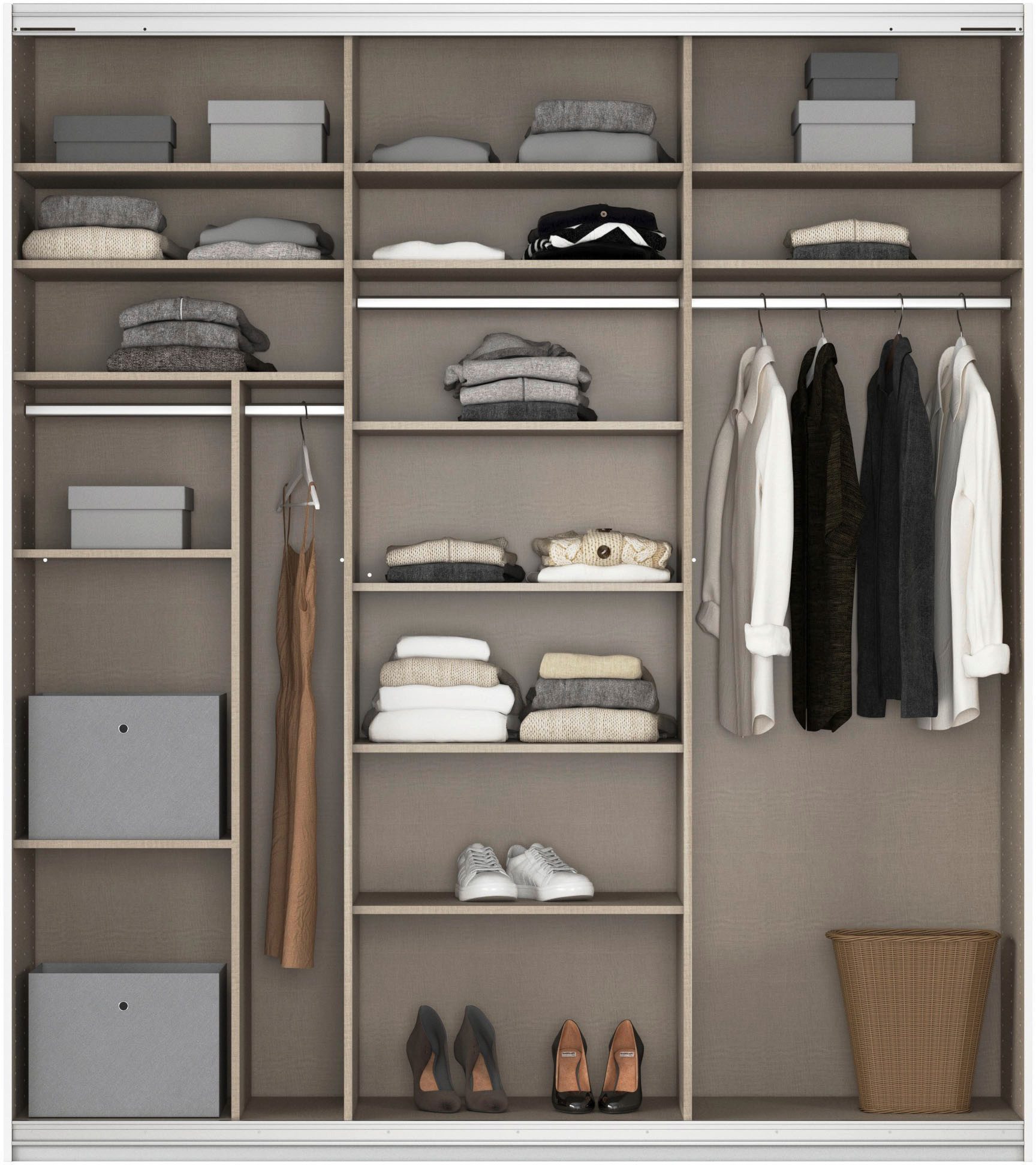 rauch Schuifdeurkast Kledingkast Garderobe CORTONA inclusief interieurindeling,