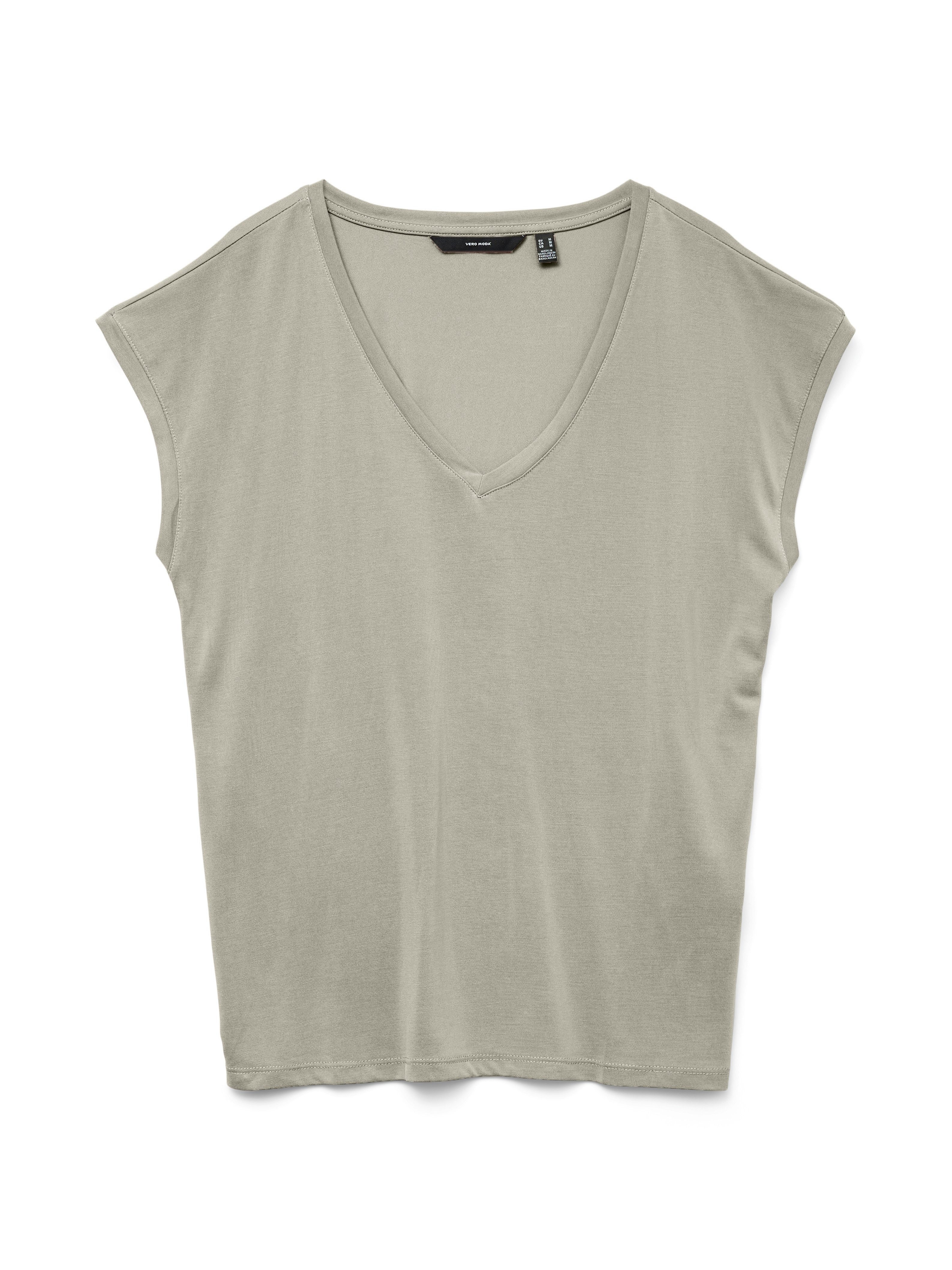 Vero Moda Shirt met V-hals VMFILLI SS V-NECK TEE GA NOOS in een materialenmix met tencel™ modal