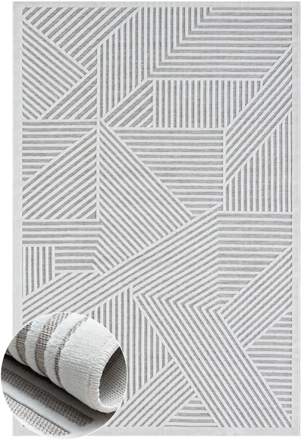 Myflair Möbel & Accessoires Vloerkleed Vill voorraadopruiming modern ontwerp, hoog-laag effect, geschikt voor buiten, balkon, terras