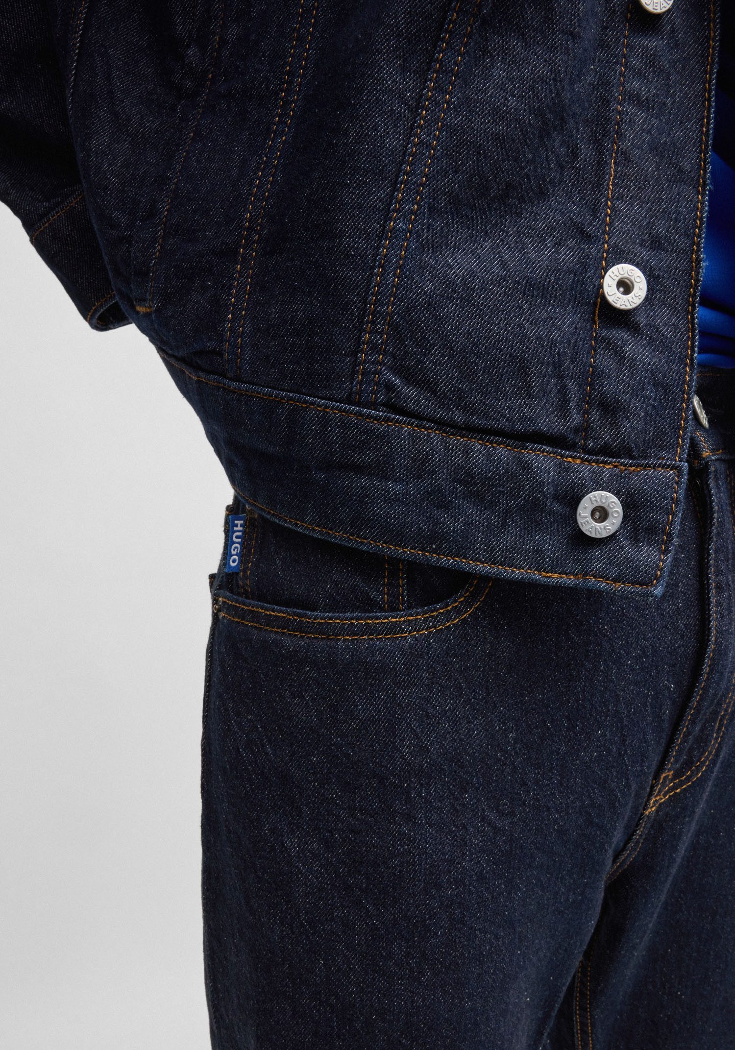 HUGO Blue Slim fit jeans Ash met stone-washed-finish