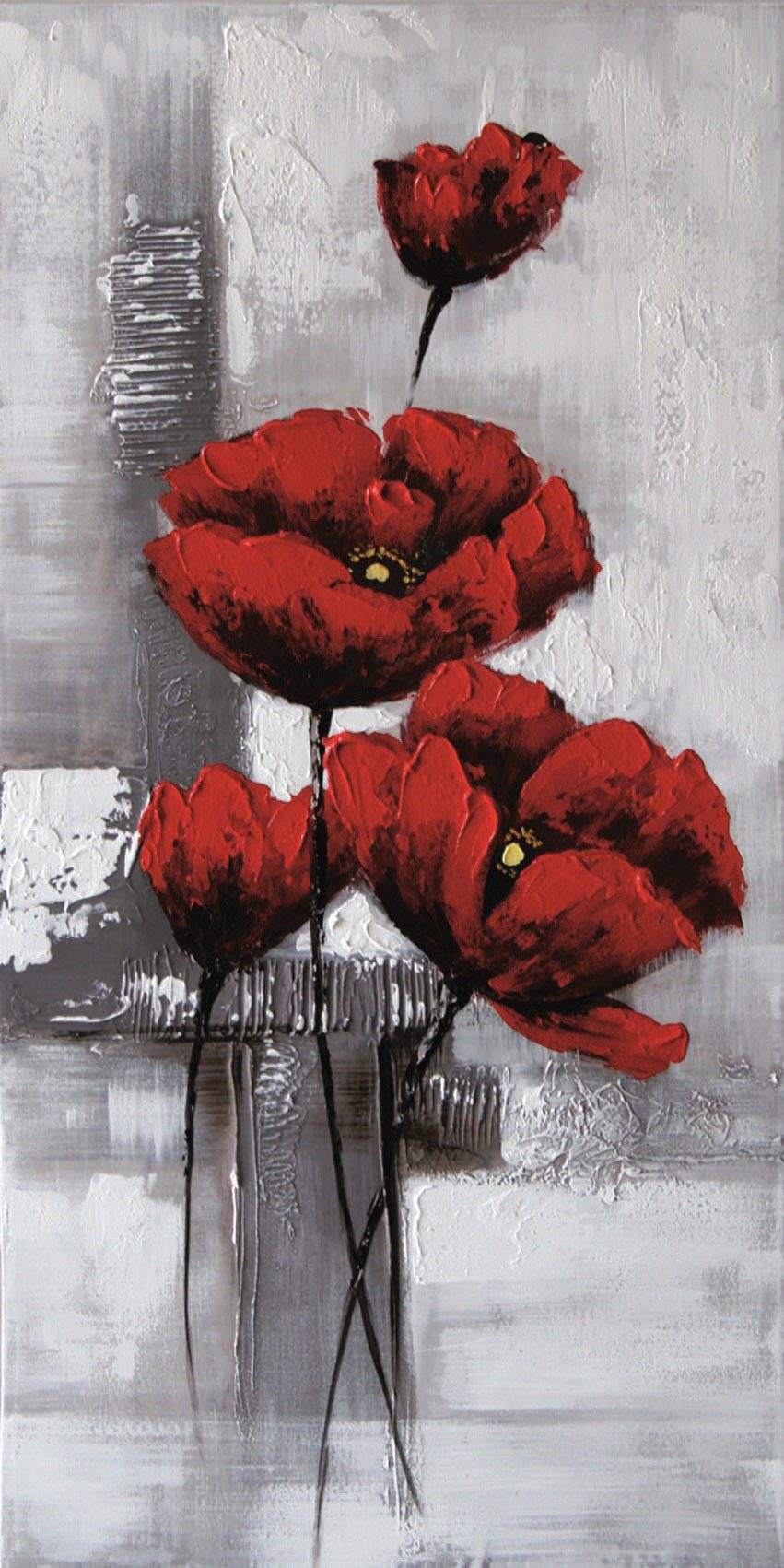 Bönninghoff Olieverfschilderij Vuurrode papaver met de hand gemaakt (1 stuk)