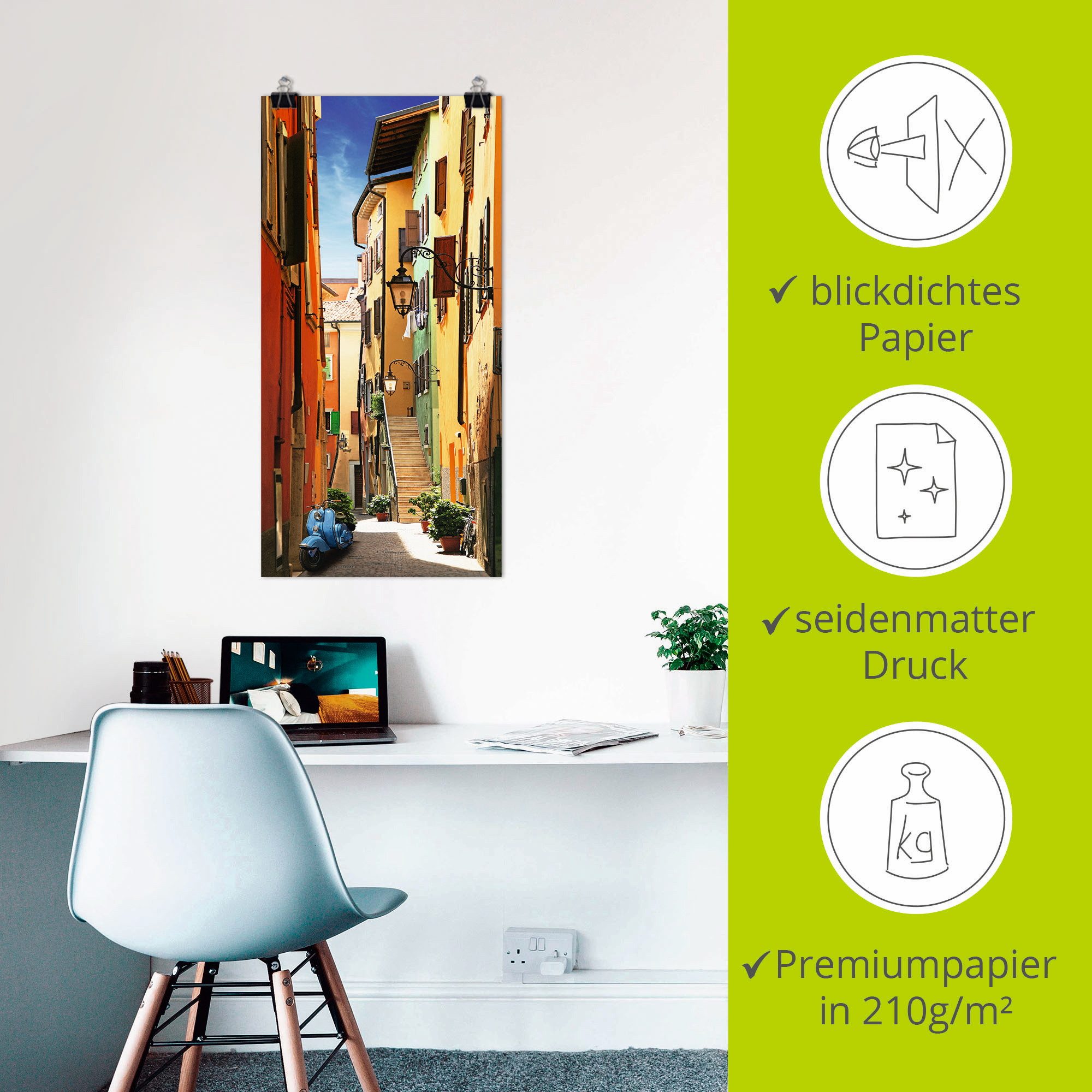 Artland Artprint Altstadtgasse Riva del Garda als artprint op linnen, poster, muursticker in verschillende maten