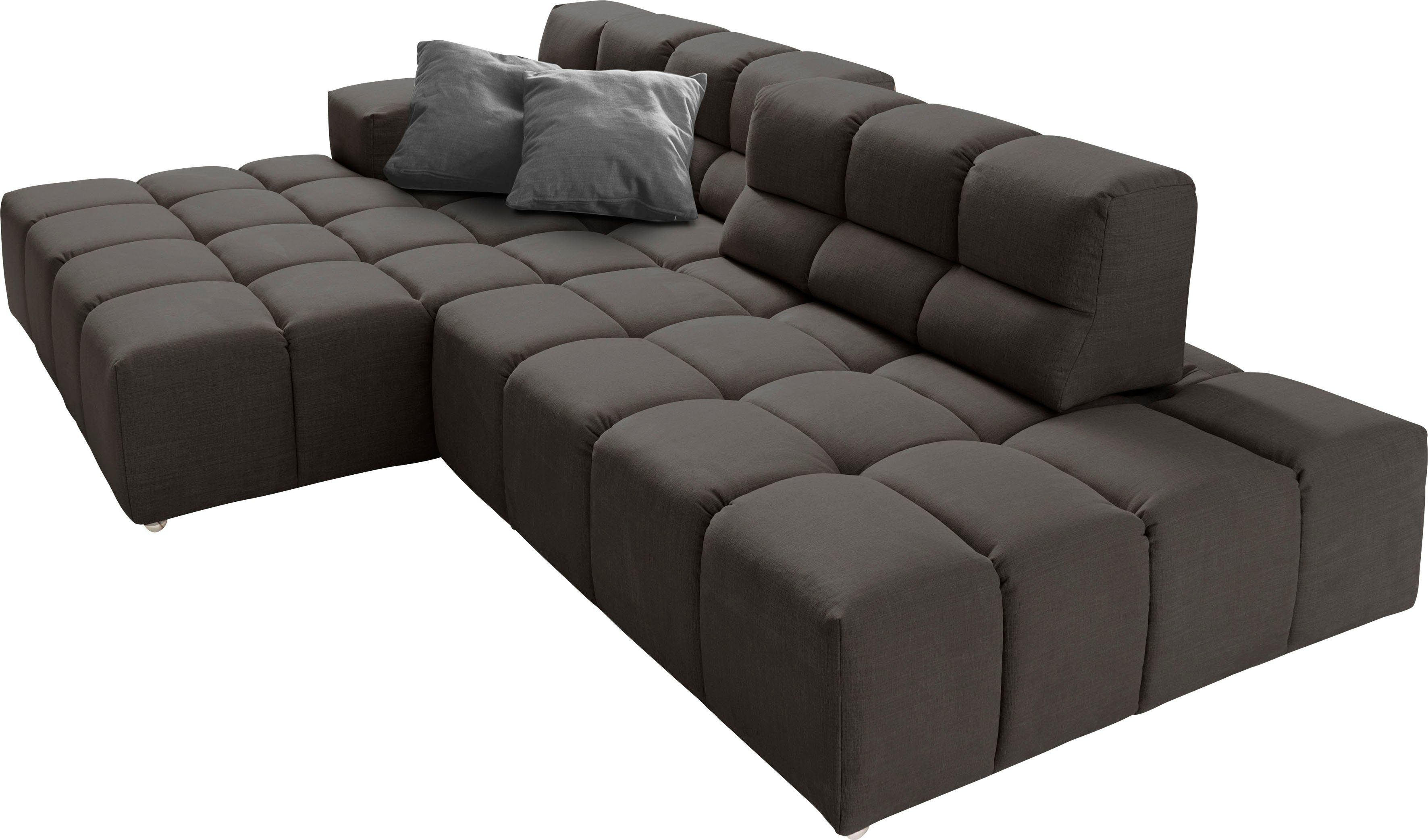 designwerk Hoekbank Temple L-vorm, geweldig ontwerpsofa Recamiere links of rechts, met verstelling zitdiepte
