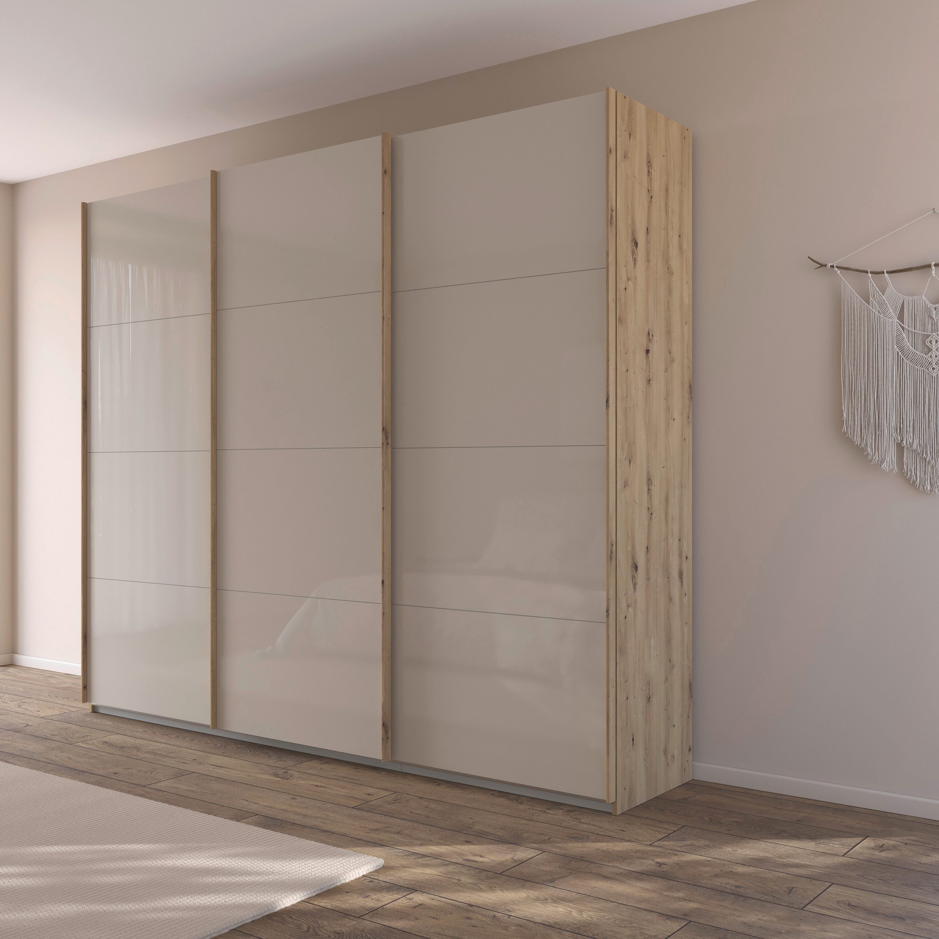 rauch Schuifdeurkast Kledingkast Kast Garderobe AGORDO met Glasfront doordachte binnenuitrusting, in 4 breedtes en 2 hoogtes made in germany