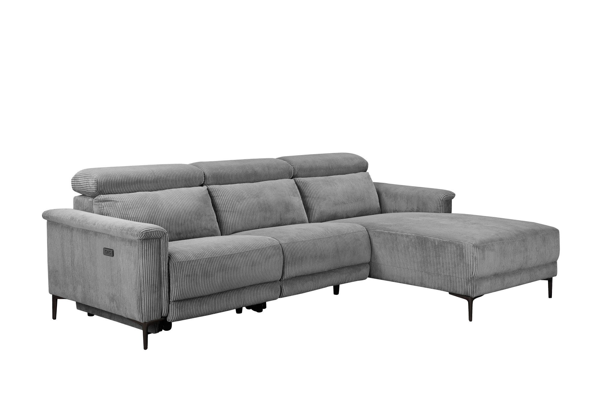 Places of Style Hoekbank Lund in cord, L-vorm, 261 cm, handmatige en elektrische relaxfunctie