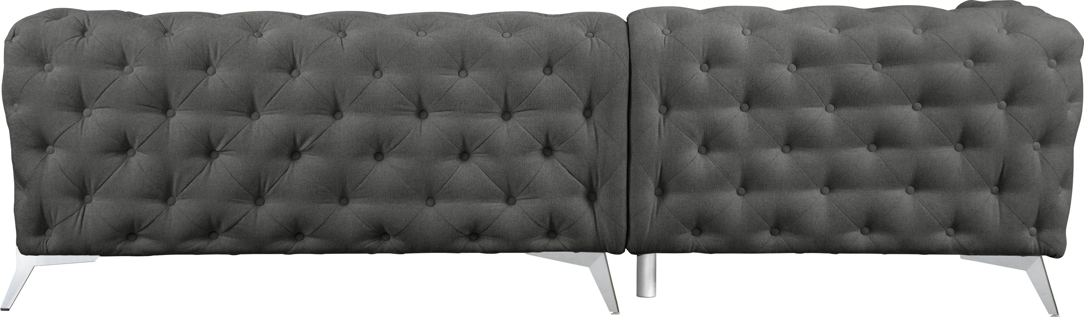 Leonique Chesterfield-bank Amaury L-vorm grote hoekbank, chesterfield-look, breedte 323 cm, kleur van de poten ter keuze