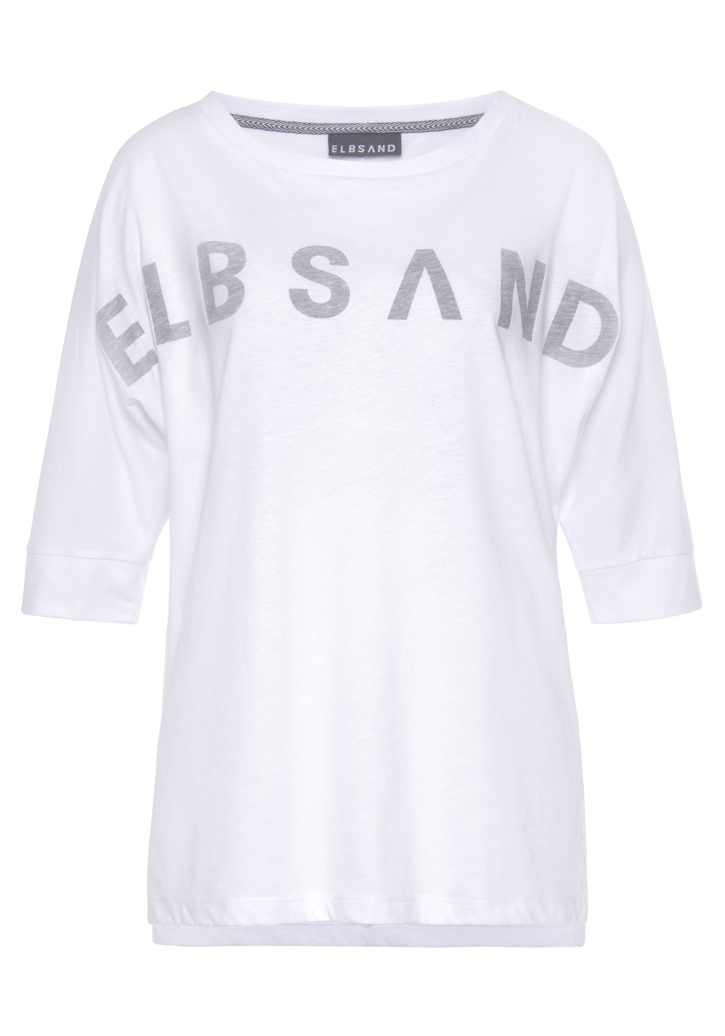Elbsand Shirt met 3/4-mouwen IDUNA met logoprint, katoenmix, losse pasvorm