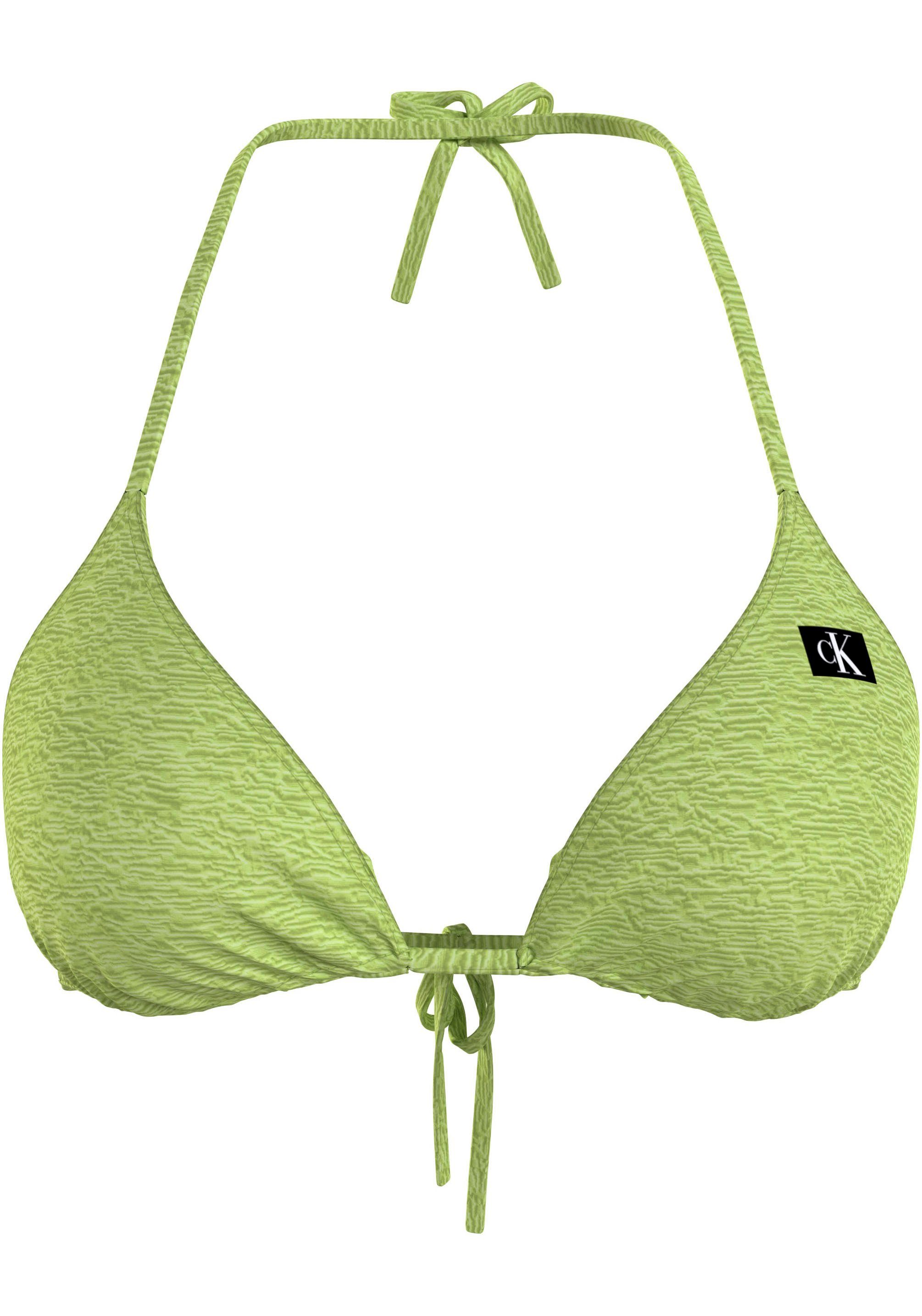 Calvin Klein Swim Monogram Rib Triangle Bikini Top Green- Dames Green