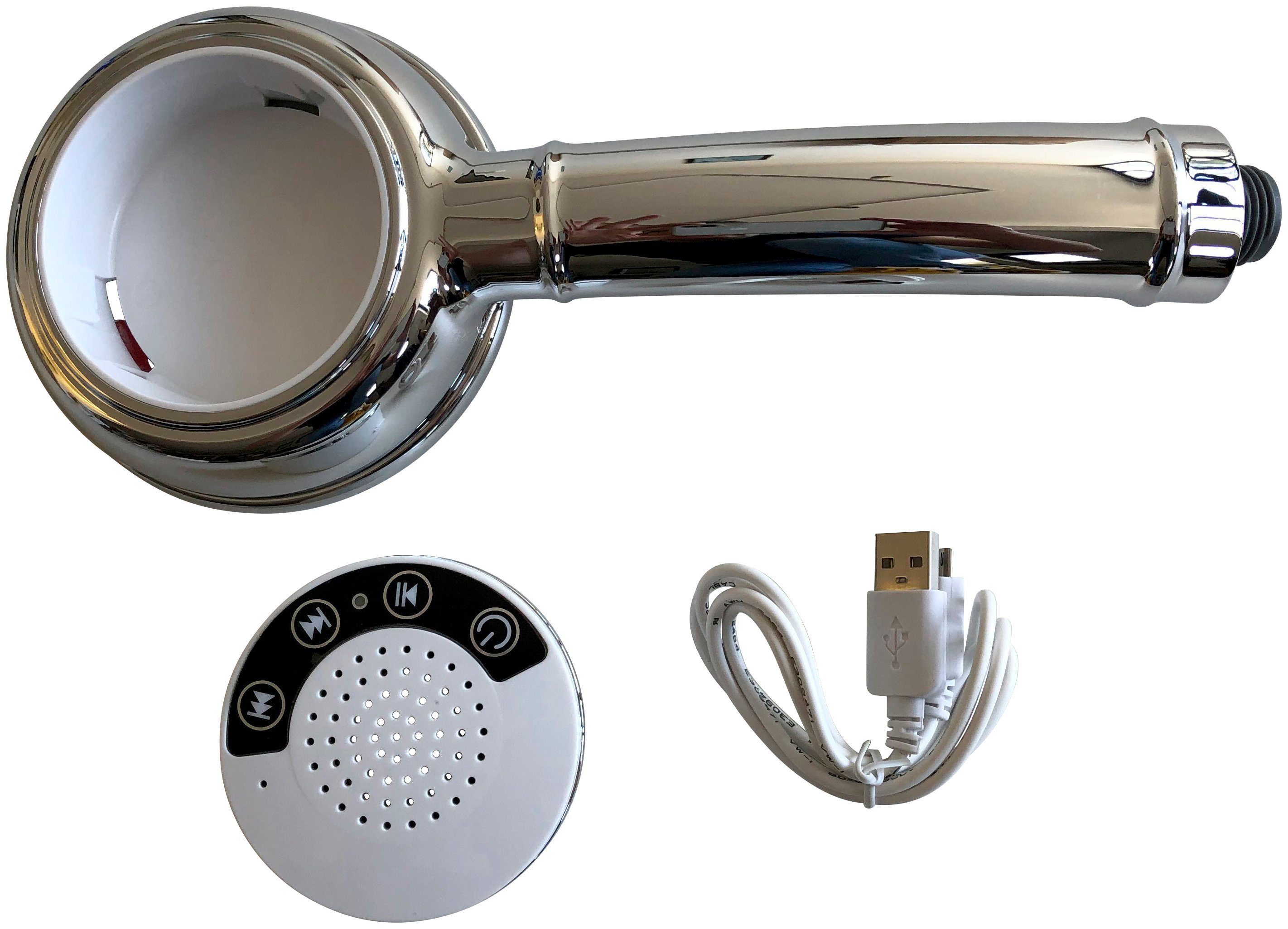 ADOB Handsproeier Bluetooth met luidspreker voor muziek of telefoon douchekoppen zilver(kleur)