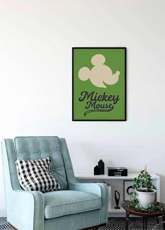 Komar Wanddecoratie Mickey Mouse Green head Wanddecoratie voor de kinderkamer - zonder lijst (1 stuk)