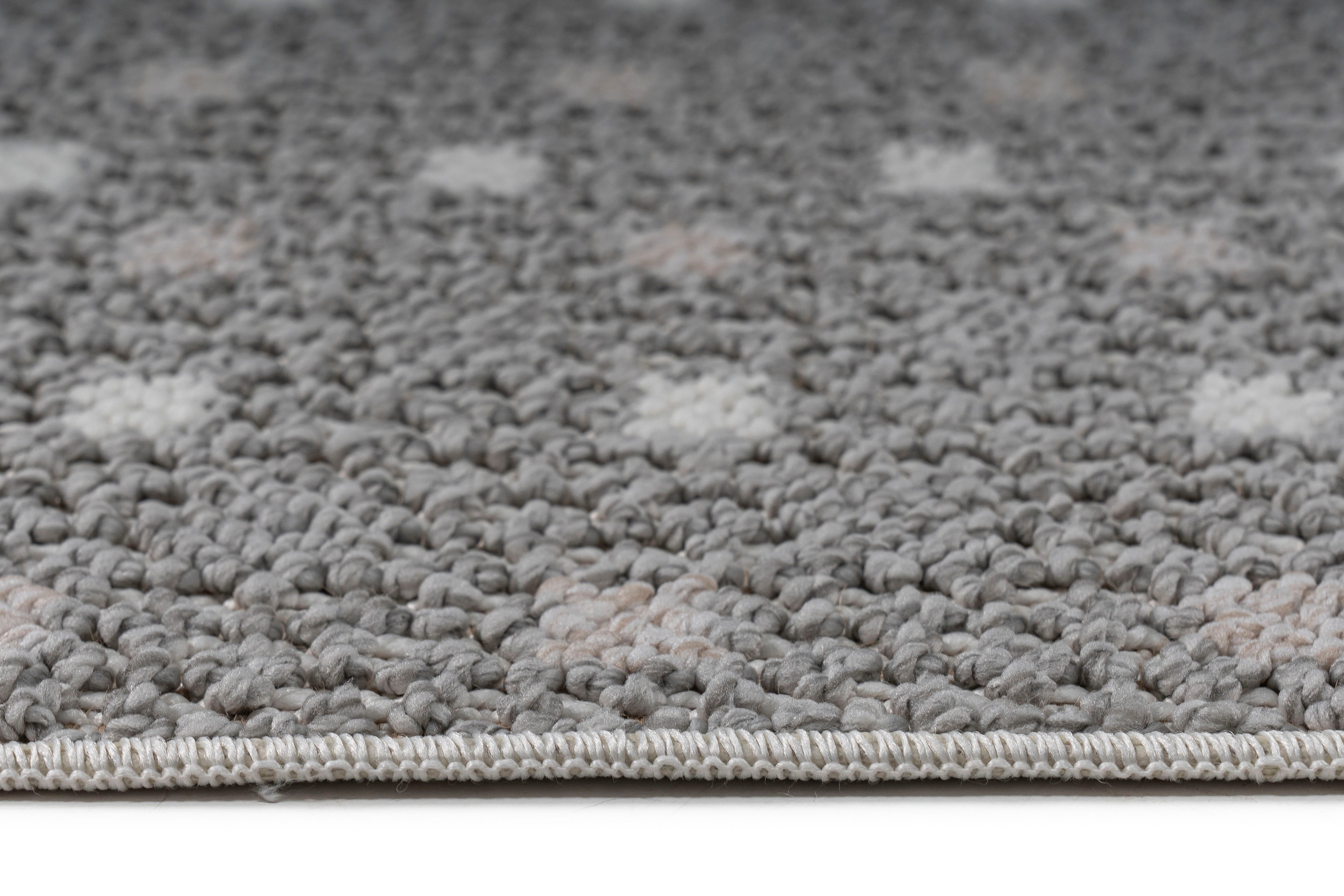 Bruno Banani Vloerkleed Dotty Wol-look, hoog-laag structuur, geschikt voor binnen en buiten, met franjes