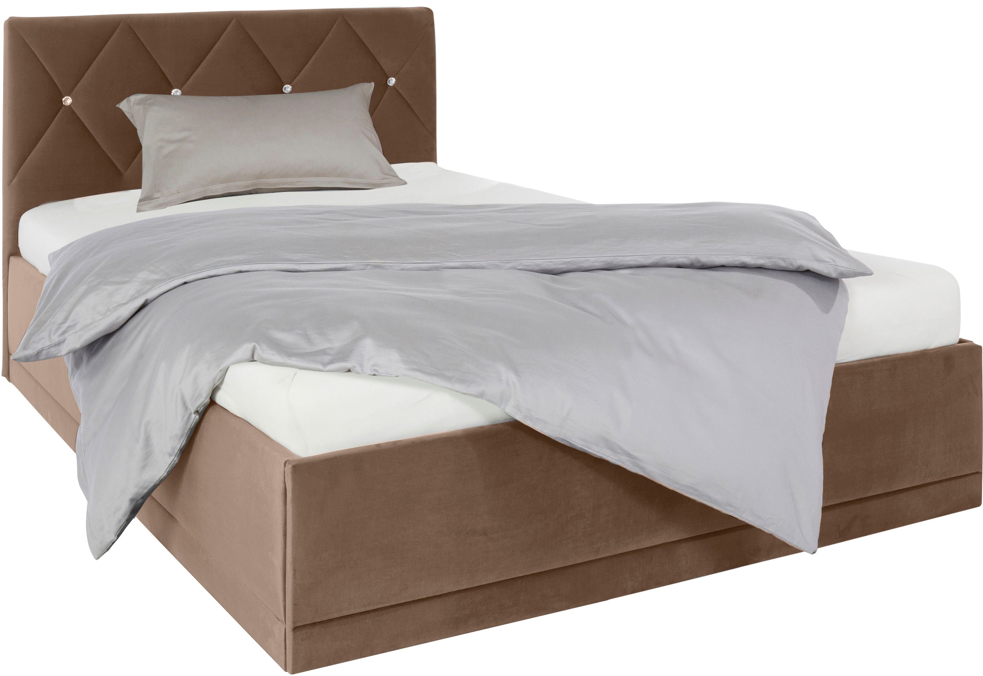 Westfalia Polsterbetten Gestoffeerd bed ADAMAS ook met bedlade, knoopdetails met stras