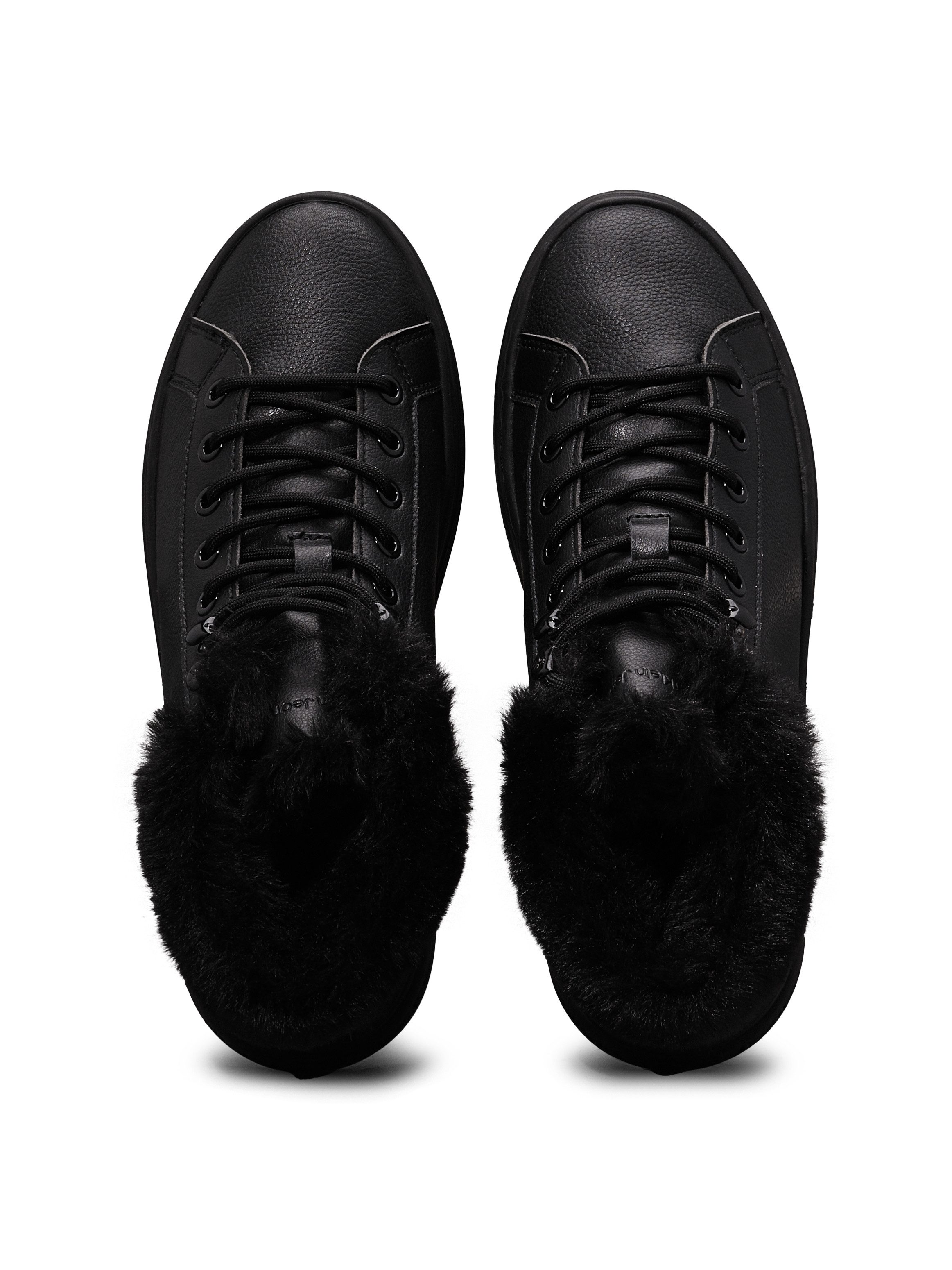 Calvin Klein Winterlaarzen BOLD PLATF LOW LACEUP MG LTH , plateaulaarzen, enkellaarsje, high-top sneaker, logo in de loopzool