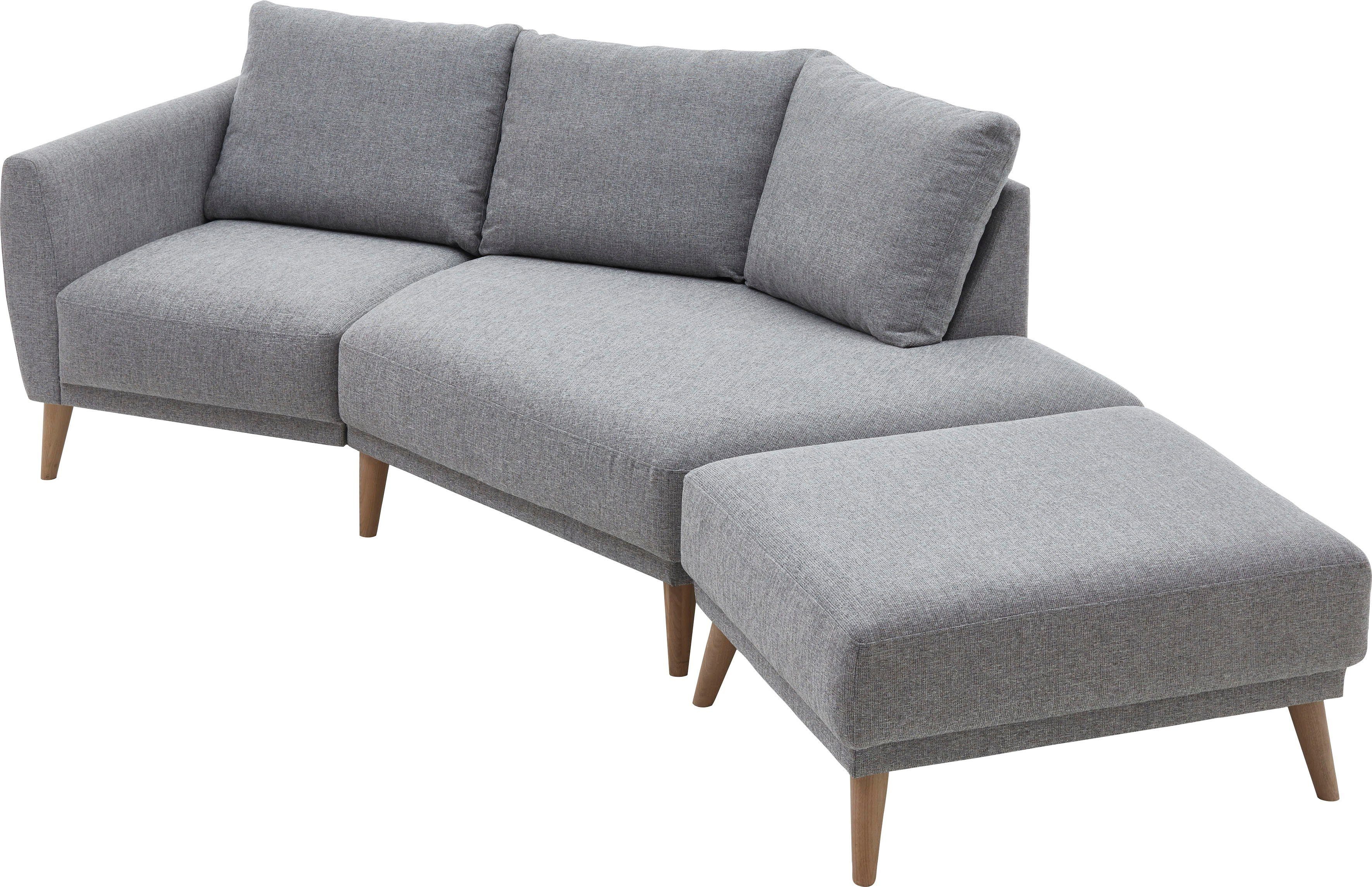 ATLANTIC home collection 2,5-zitsbank Elvis Hoekbank met open einde in Scandinavische stijl, massief houten poten