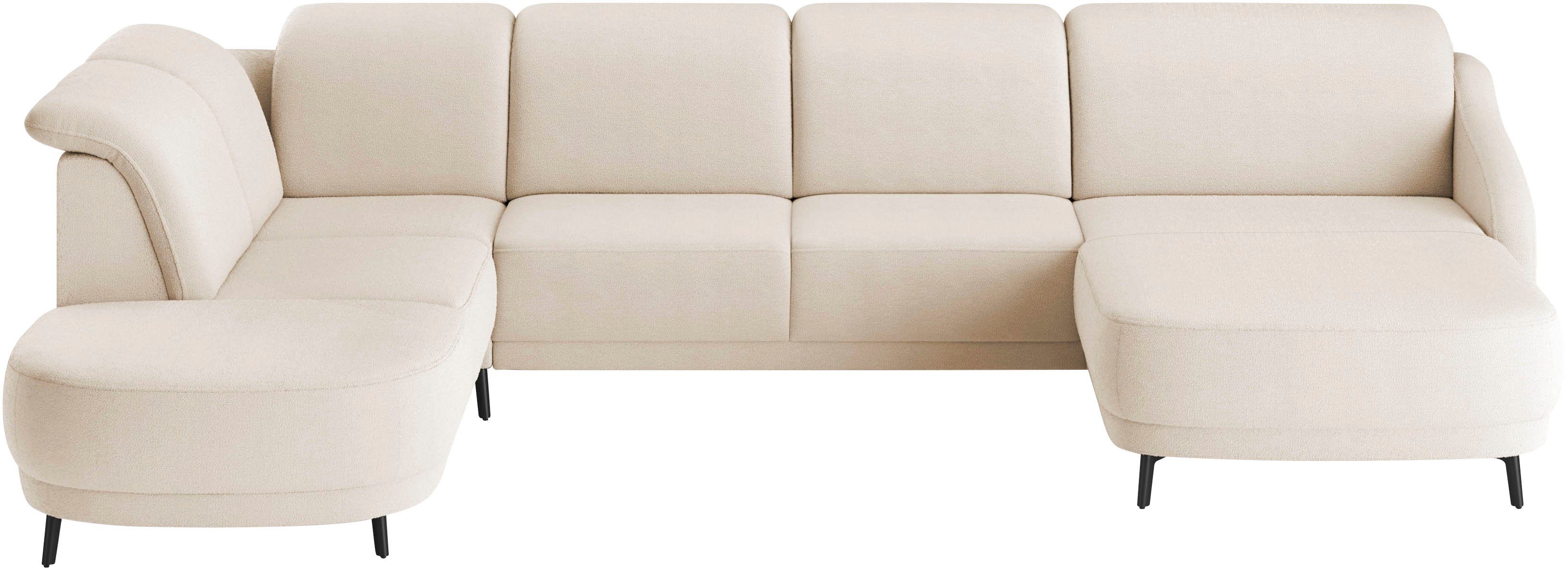 sit&more Zithoek Blues U-vorm inclusief verstelbare hoofdsteun, naar keuze met klaptafel en usb beige, zithoeken, Klaptafel in 2,5-persoons uitvoering