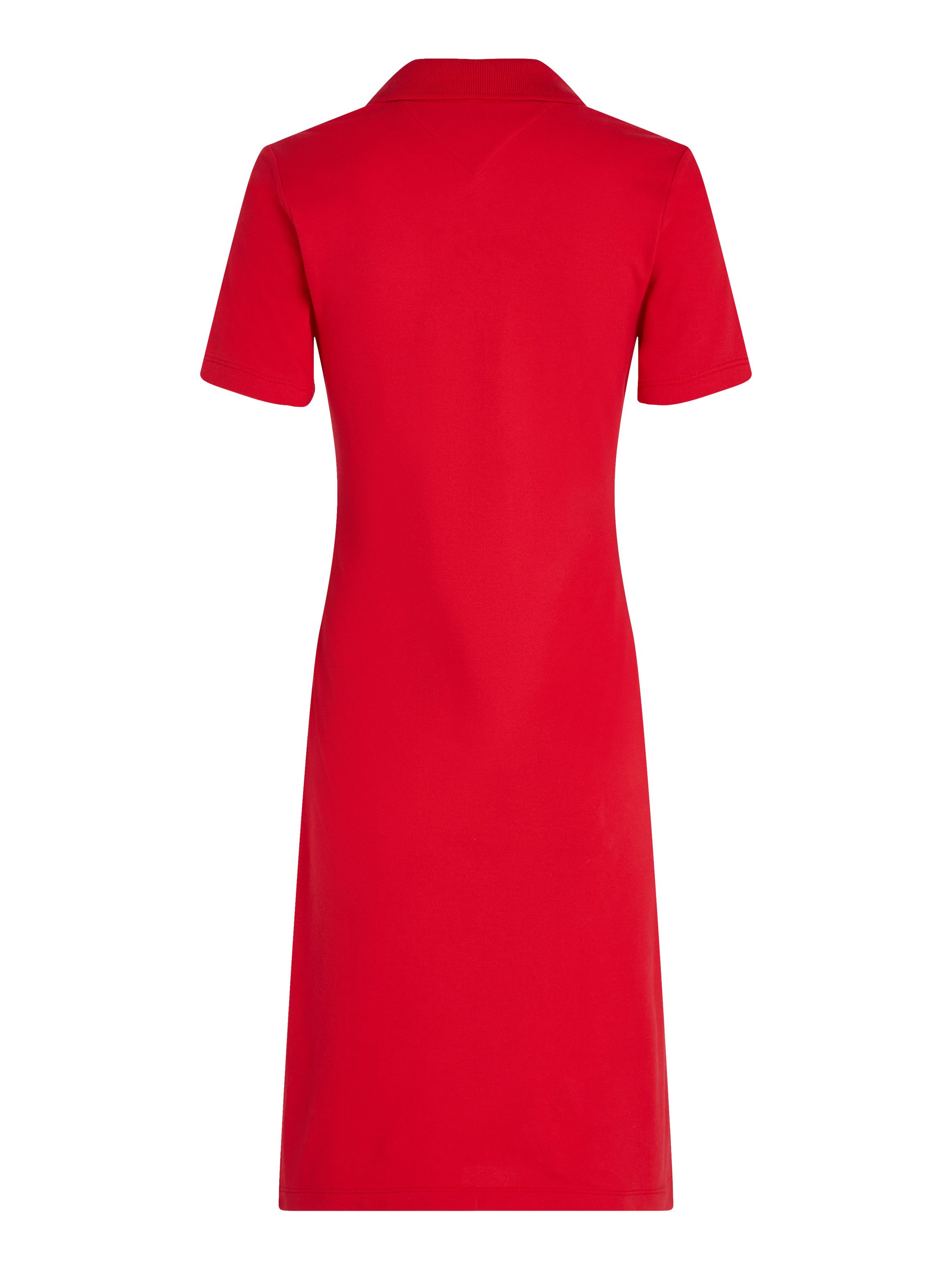 Tommy Hilfiger Polojurk SLIM OPEN NK POLO DRESS SS met geborduurde tommy hilfiger vlag