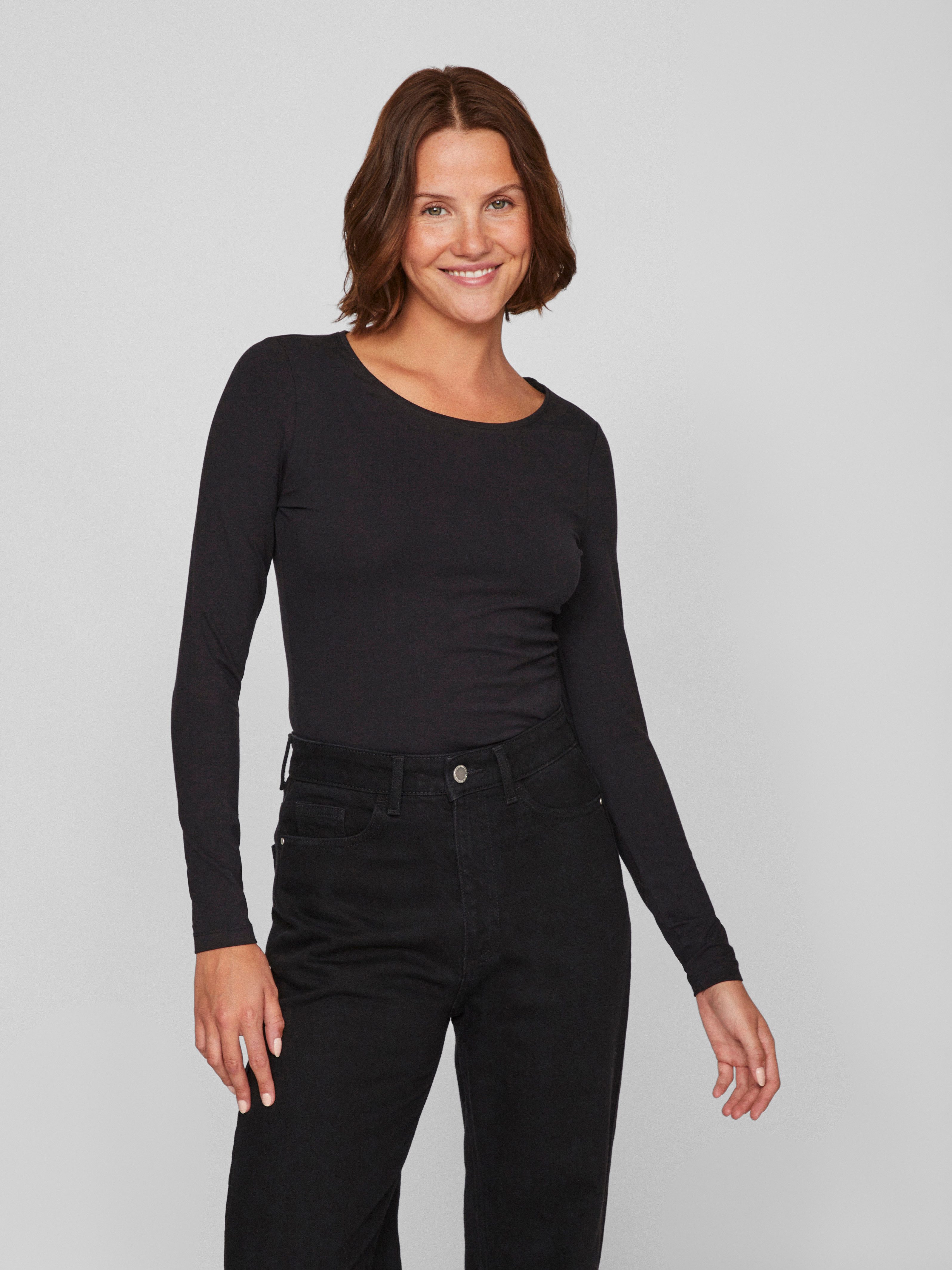 Vila Shirt met lange mouwen VINORA L/S O-NECK TOP - NOOS