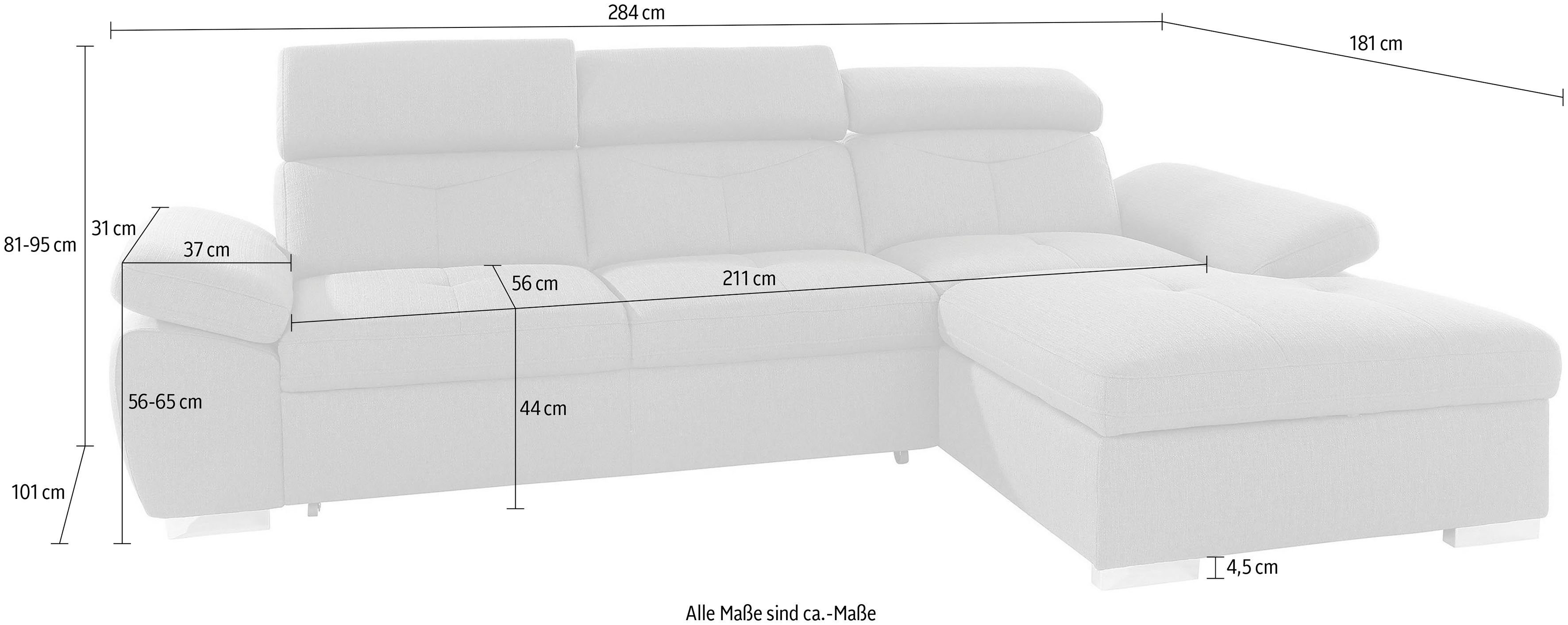 exxpo - sofa fashion Hoekbank Spring, super comfortabel, met armleuning- en hoofdeindefunctie, OTTOs Choice