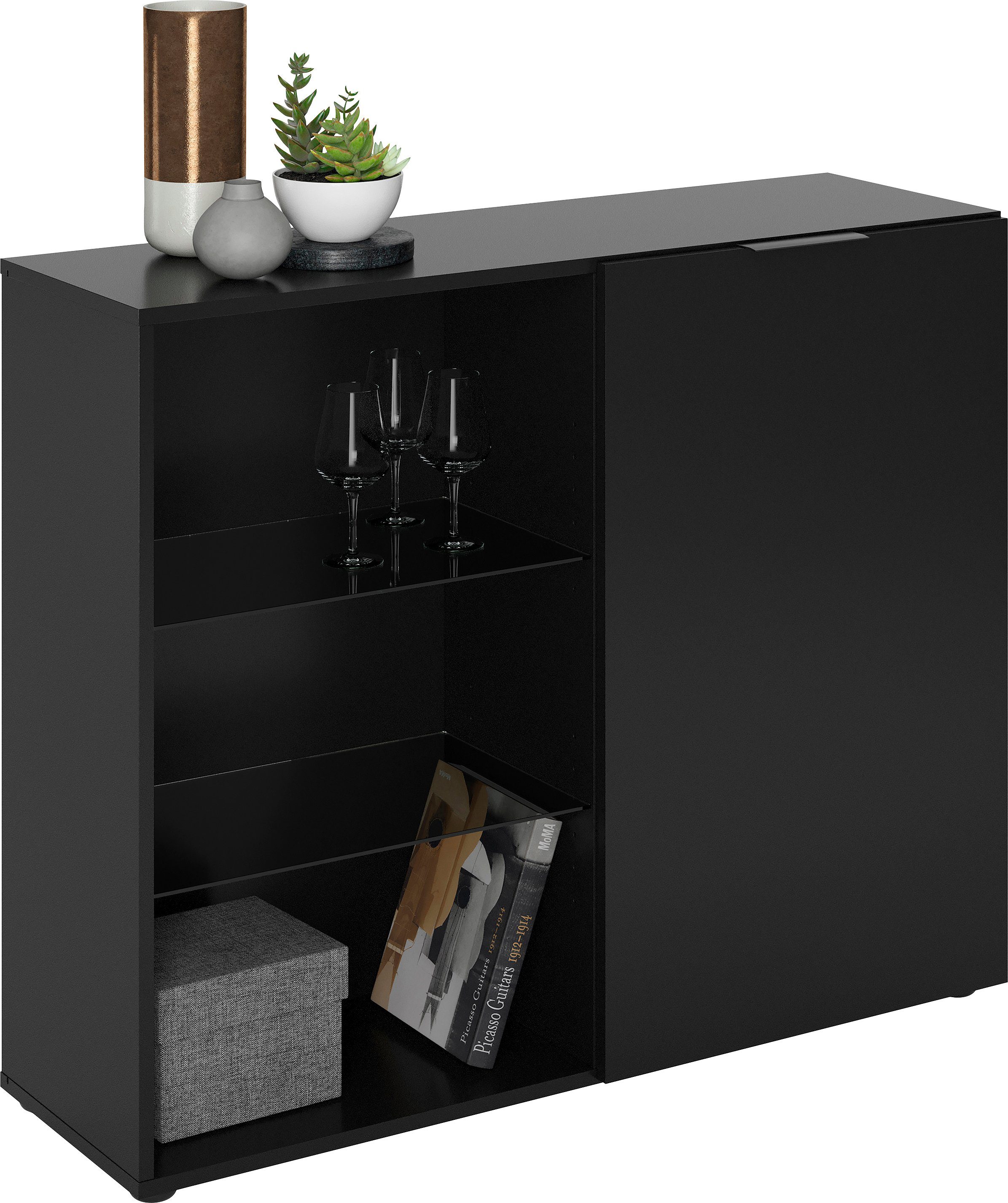 FMD Staande vitrinekast Dark Breedte 99,1 cm
