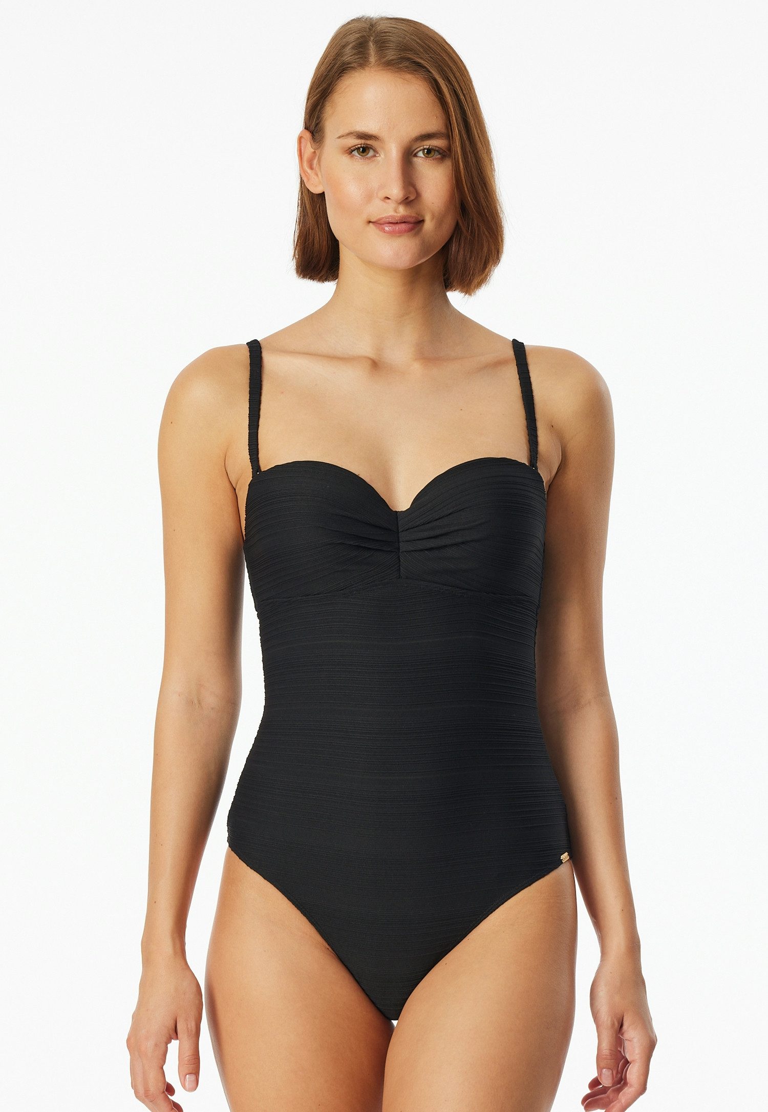 Schiesser Badpak Aqua met fijne strepenstructuur dames badpakken maat 40 B zwart