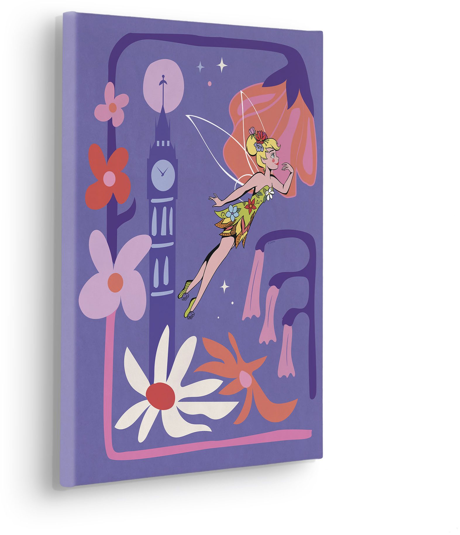 Komar Artprint op linnen Disney Tinker Bell Flower City 300 x 280 cm (breedte x hoogte) - behang, vlies, woonkamer, slaapkamer
