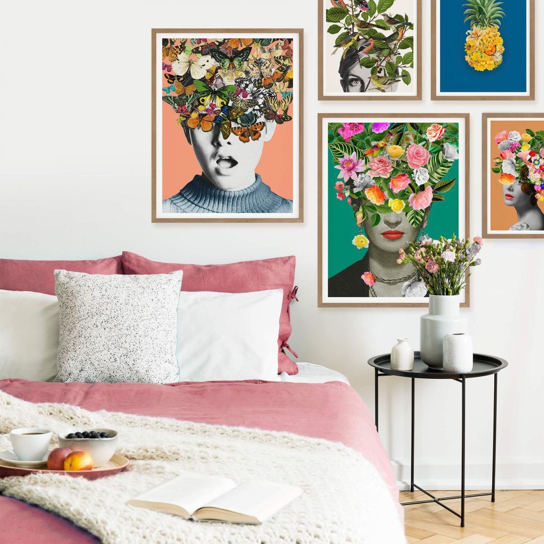 Wall-Art Poster Ananas bloem blauw Poster zonder lijst (1 stuk)