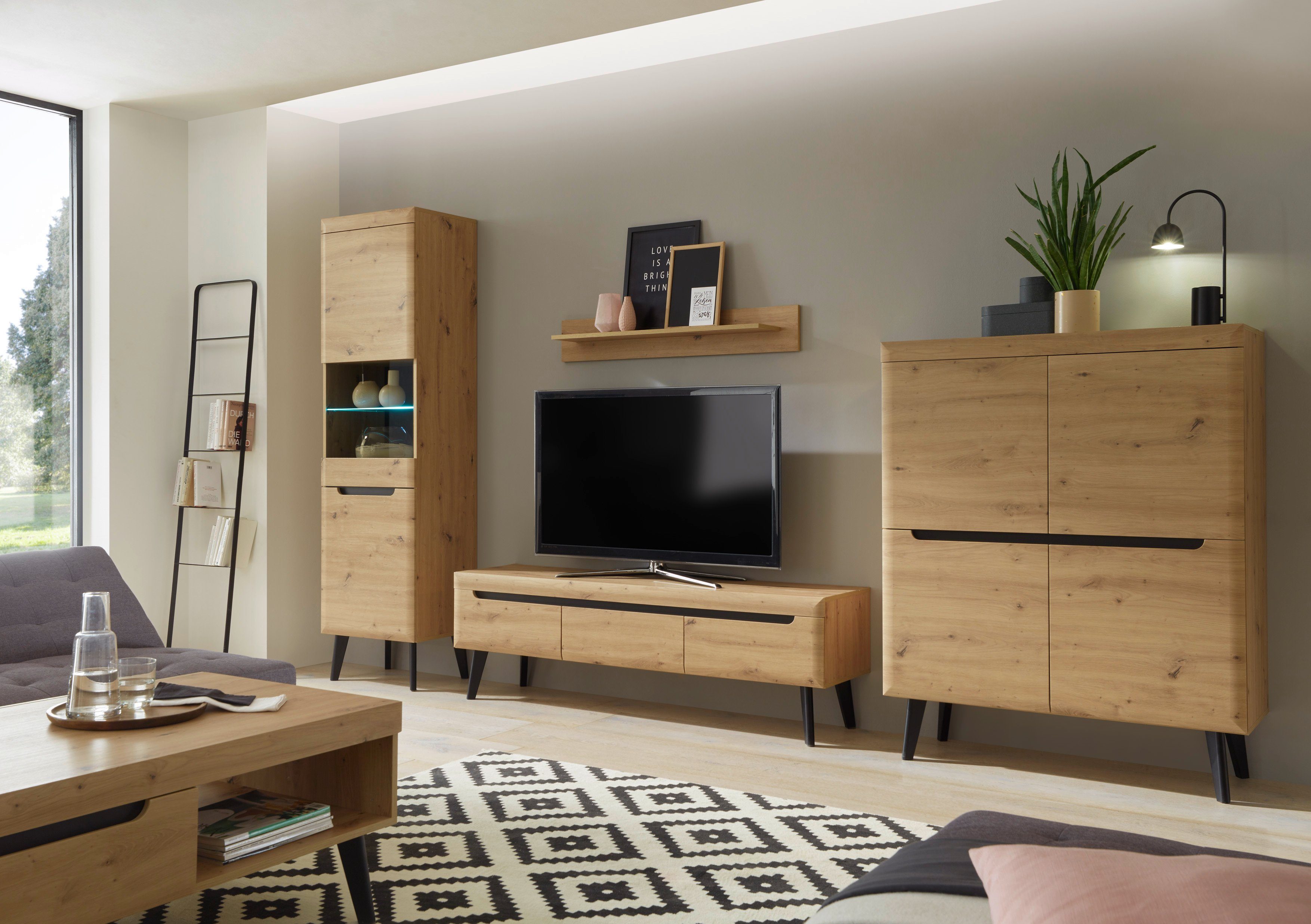 INOSIGN Vitrinekast Torge, hoge kast, glazen vitrine, staande vitrine, vitrinekast in drie verschillende kleuren beschikbaar, glazen deur & -bodem, 53 cm breed (1 stuk)