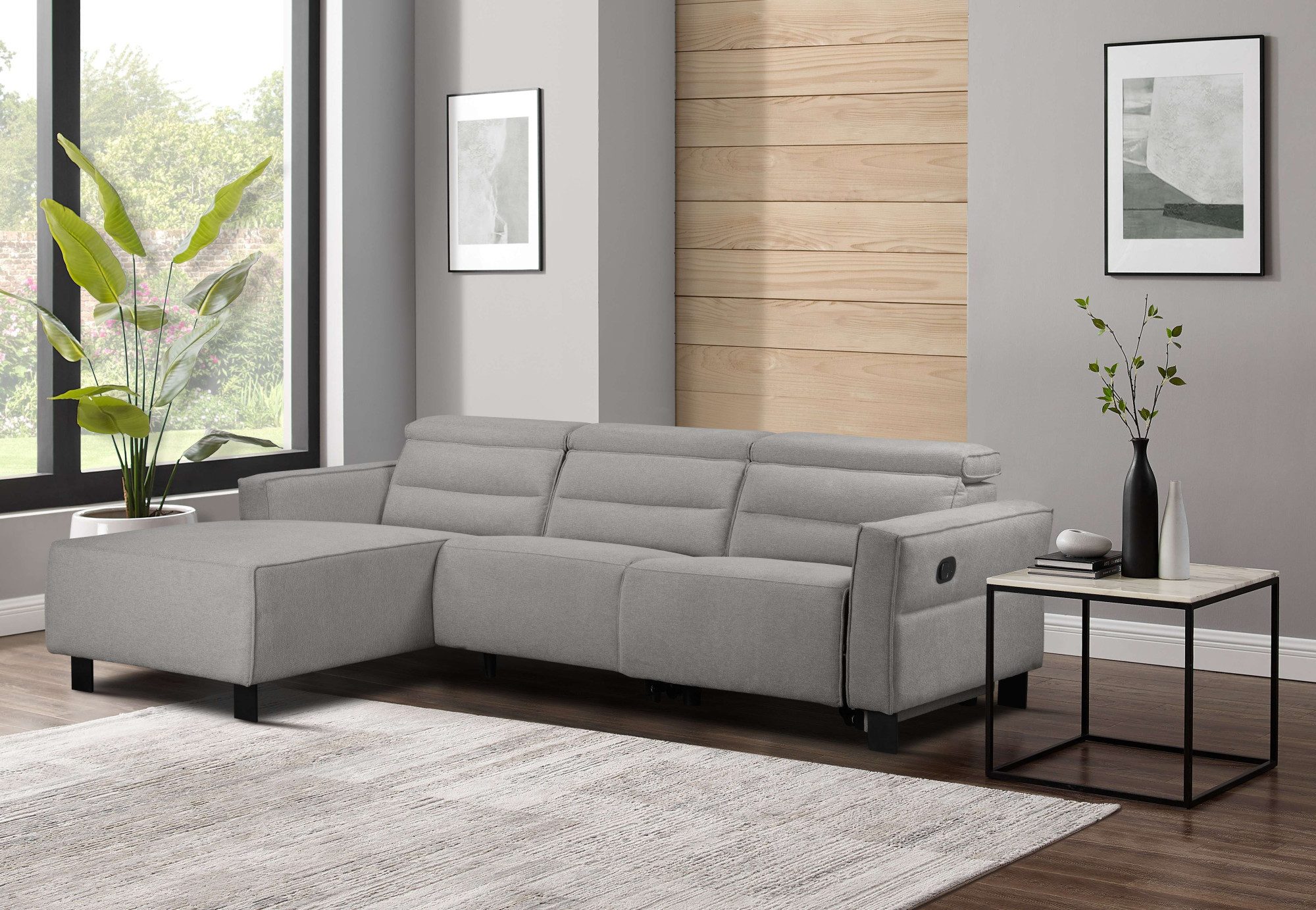 Places of Style Hoekbank Carpari, L-vorm, 263 cm, handmatige of elektrische relaxfunctie