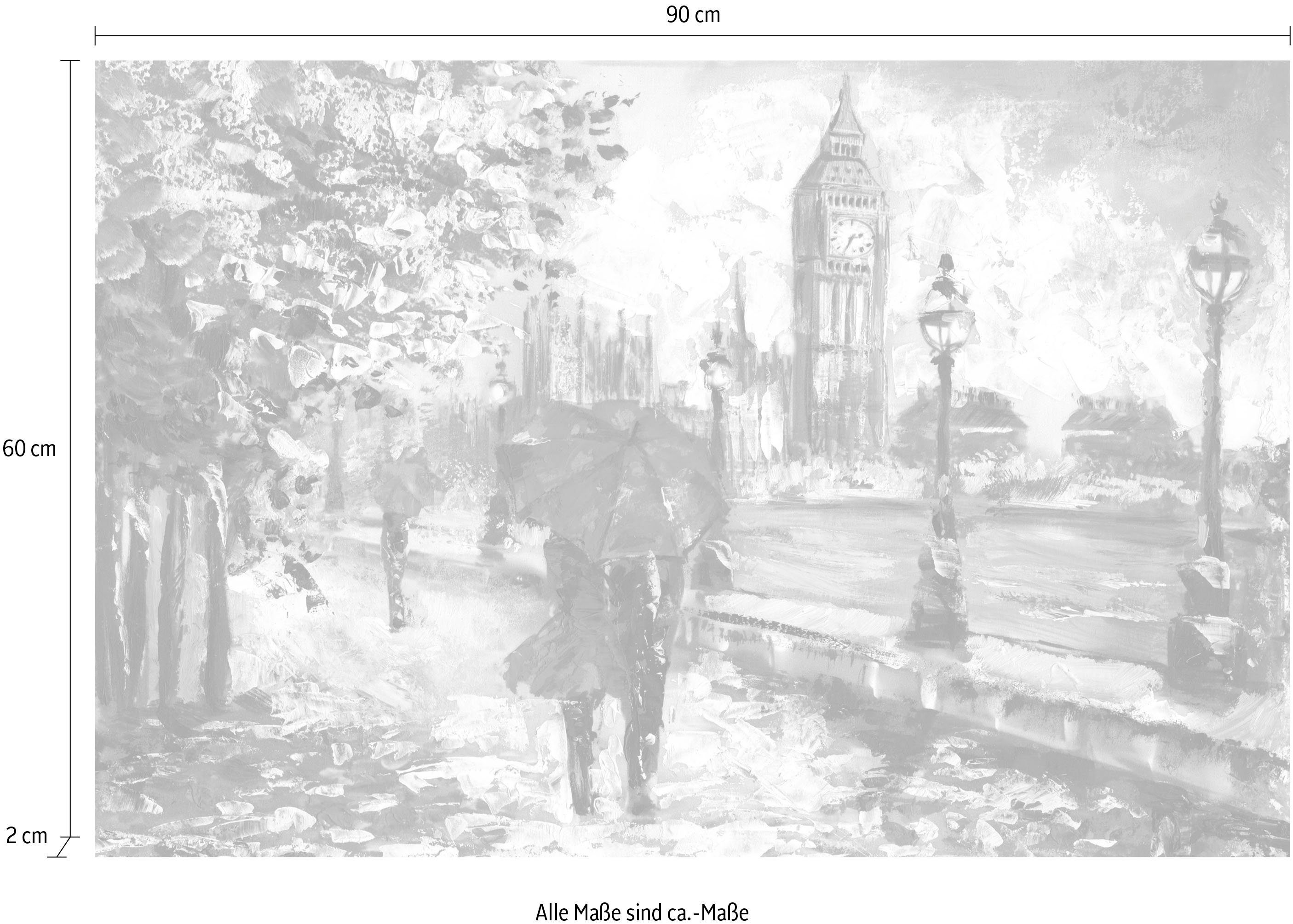 queence Artprint op linnen Londen Wanddecoratie, Big Ben, getekend, premium canvasstof