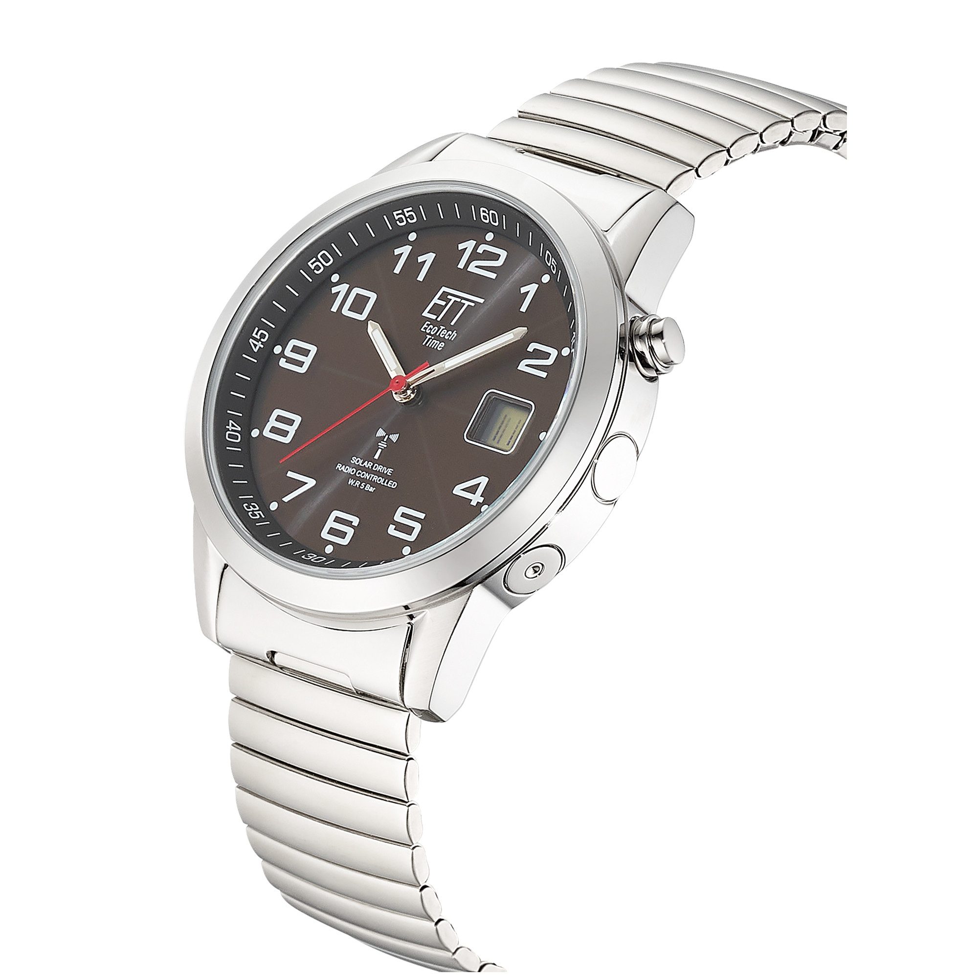 ETT Radiografisch horloge Gobi Armbandhorloge, Solar, Herenhorloge, Edelstalen armband, analoog, digitaal