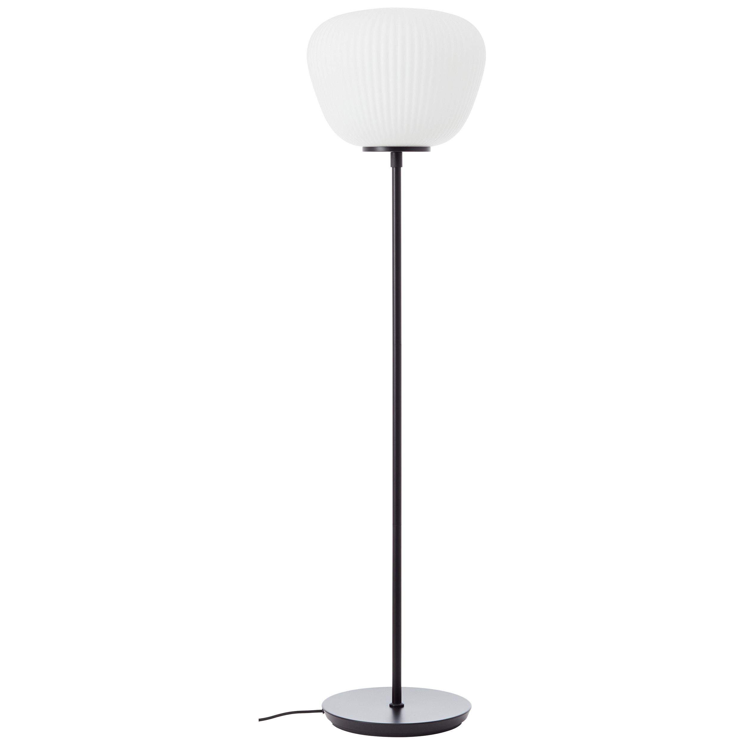 Brilliant Leuchten Staande lamp Kaizen 140 x 35 cm, e27, geribbeld glas/metaal, wit/zwart