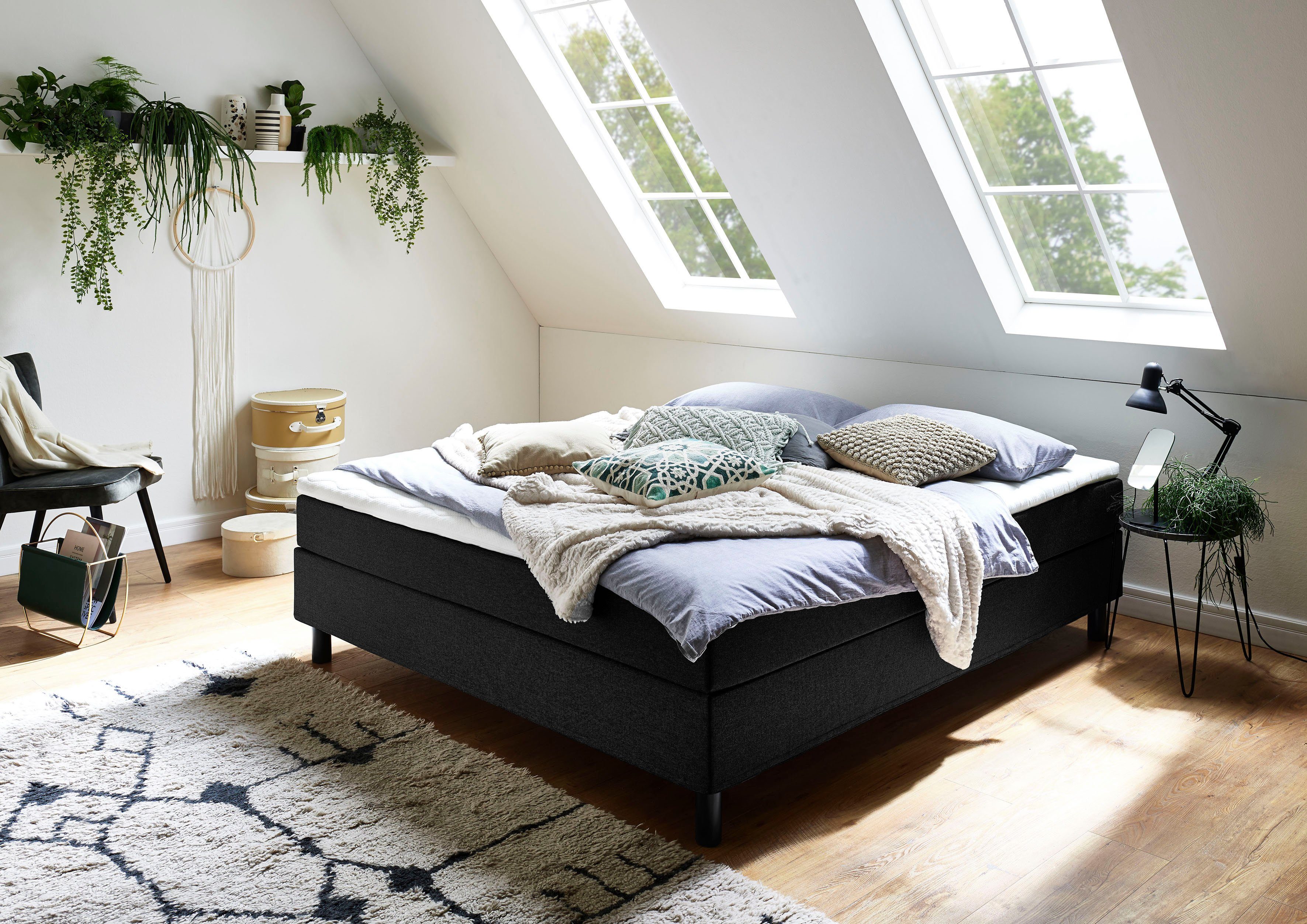 ATLANTIC home collection Boxspring zonder hoofdbord, met topmatras, naar keuze met of zonder beddeng