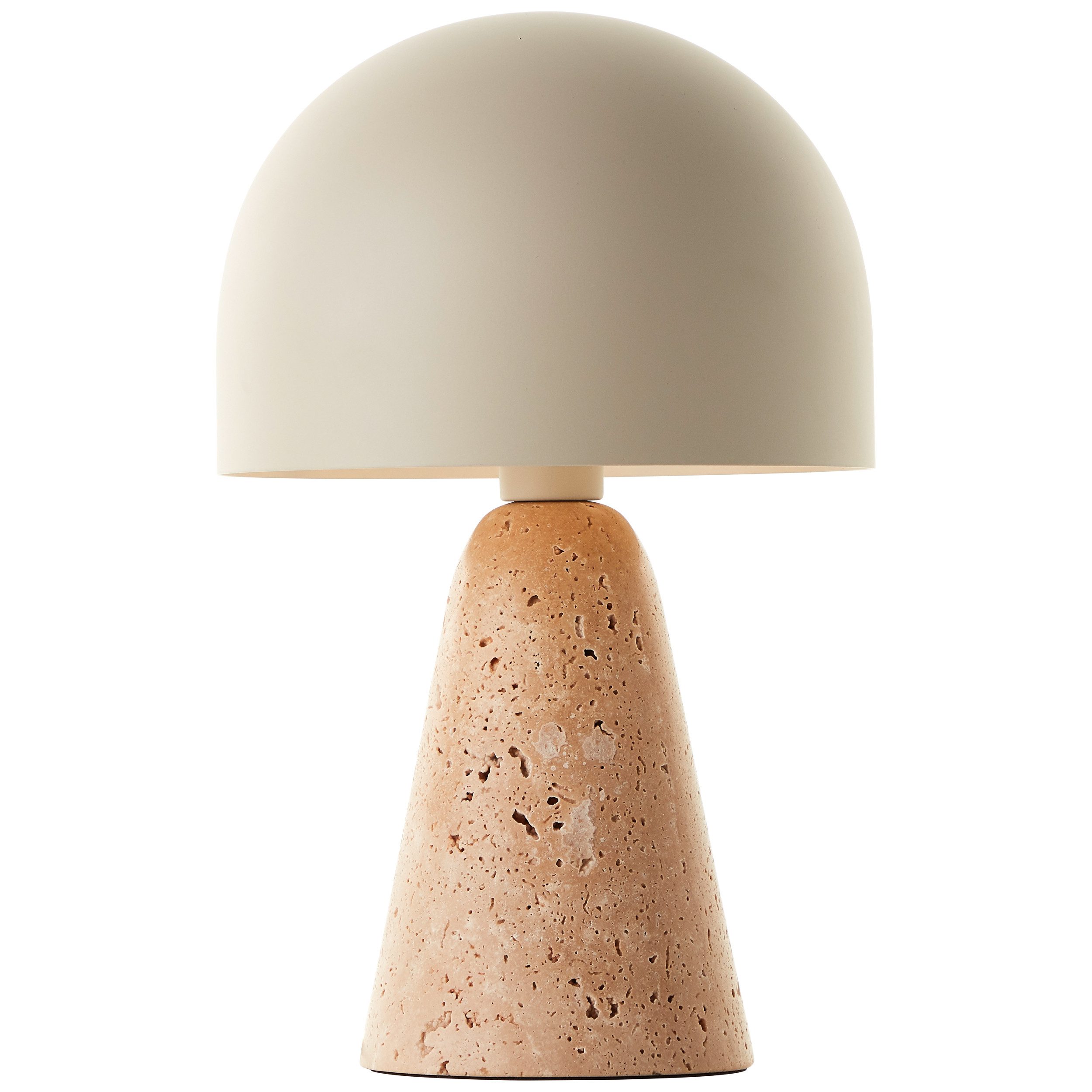 Brilliant Leuchten Tafellamp Nalam met travertijn voet en metalen kap, e14, 31 x 20 cm, beige