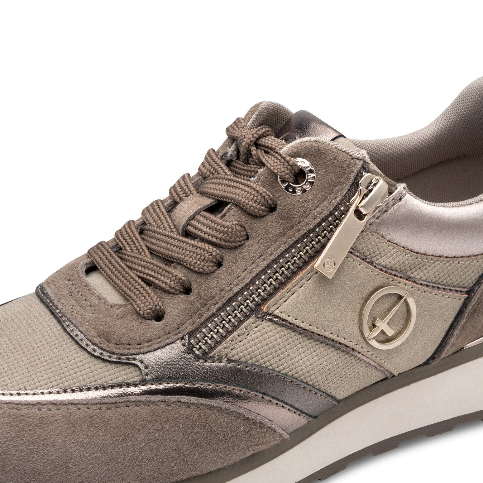 Tamaris Sneakers met sleehak vrijetijdsschoen, lage schoen, veterschoen met contrastafwerkingen