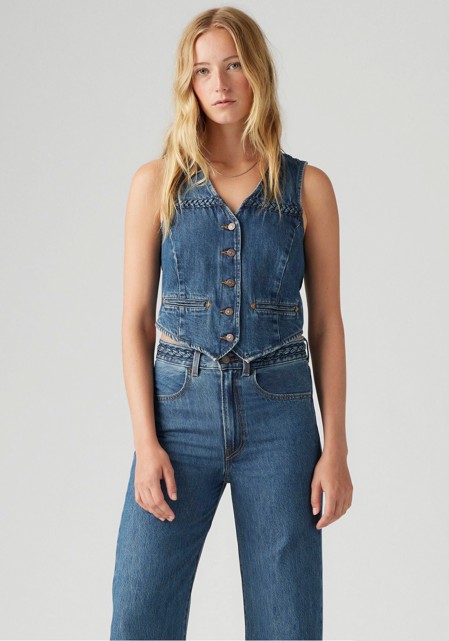 Levi's® Jeansgilet BRAIDED VEST met decoratieve stiksels