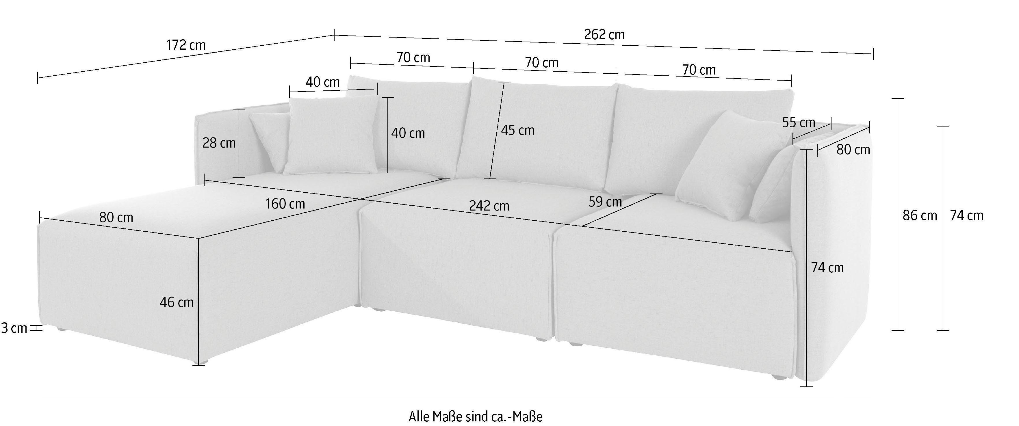 andas Hoekbank Nöre L-vorm 3 delen, in vele bekledingskwaliteiten en kleuren. module onderdelen zie "nöre" (3-delig)