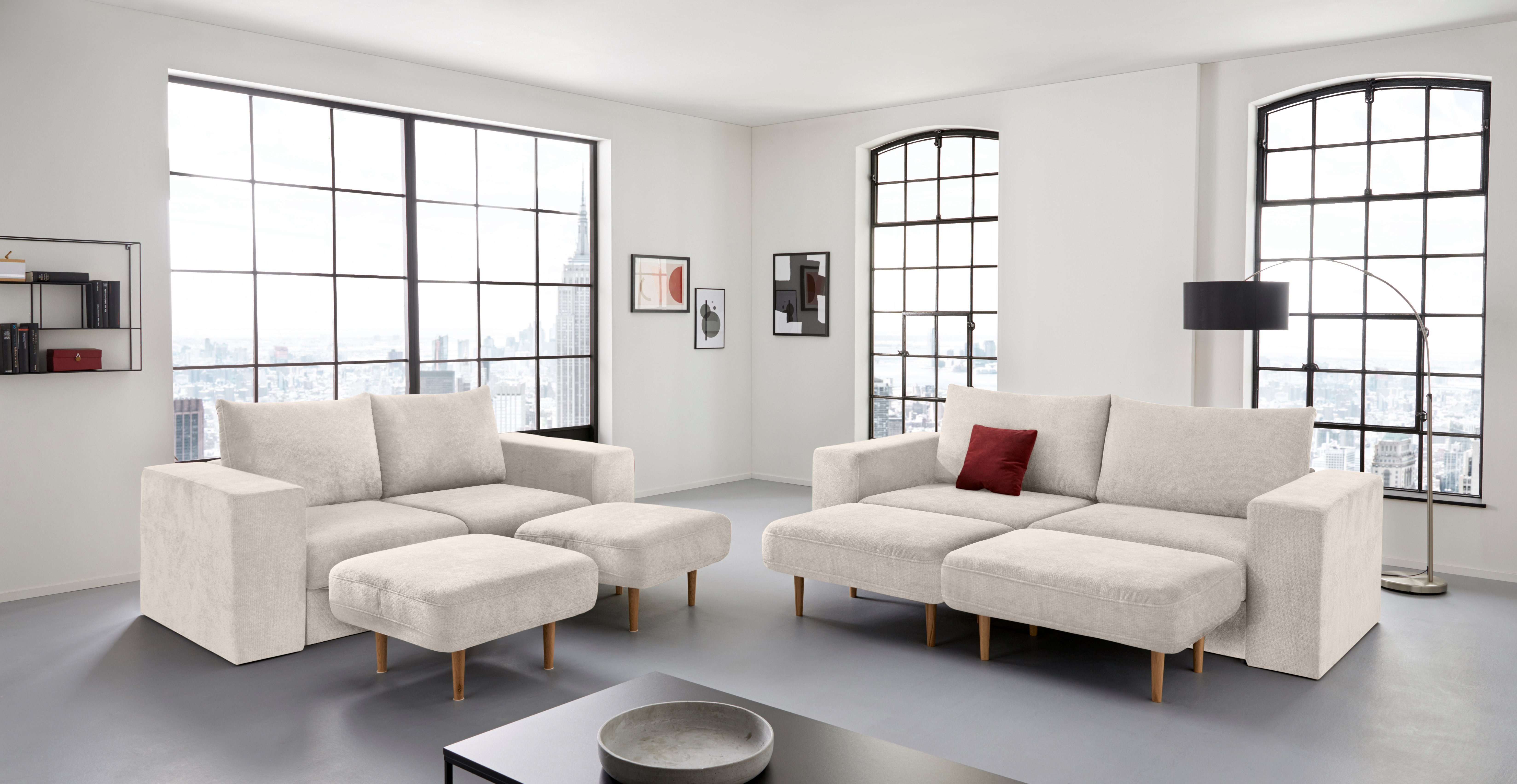 LOOKS BY WOLFGANG JOOP 2,5-zitsbank Looksv Aan te passen bank: de bank wordt bank met 2 hockers