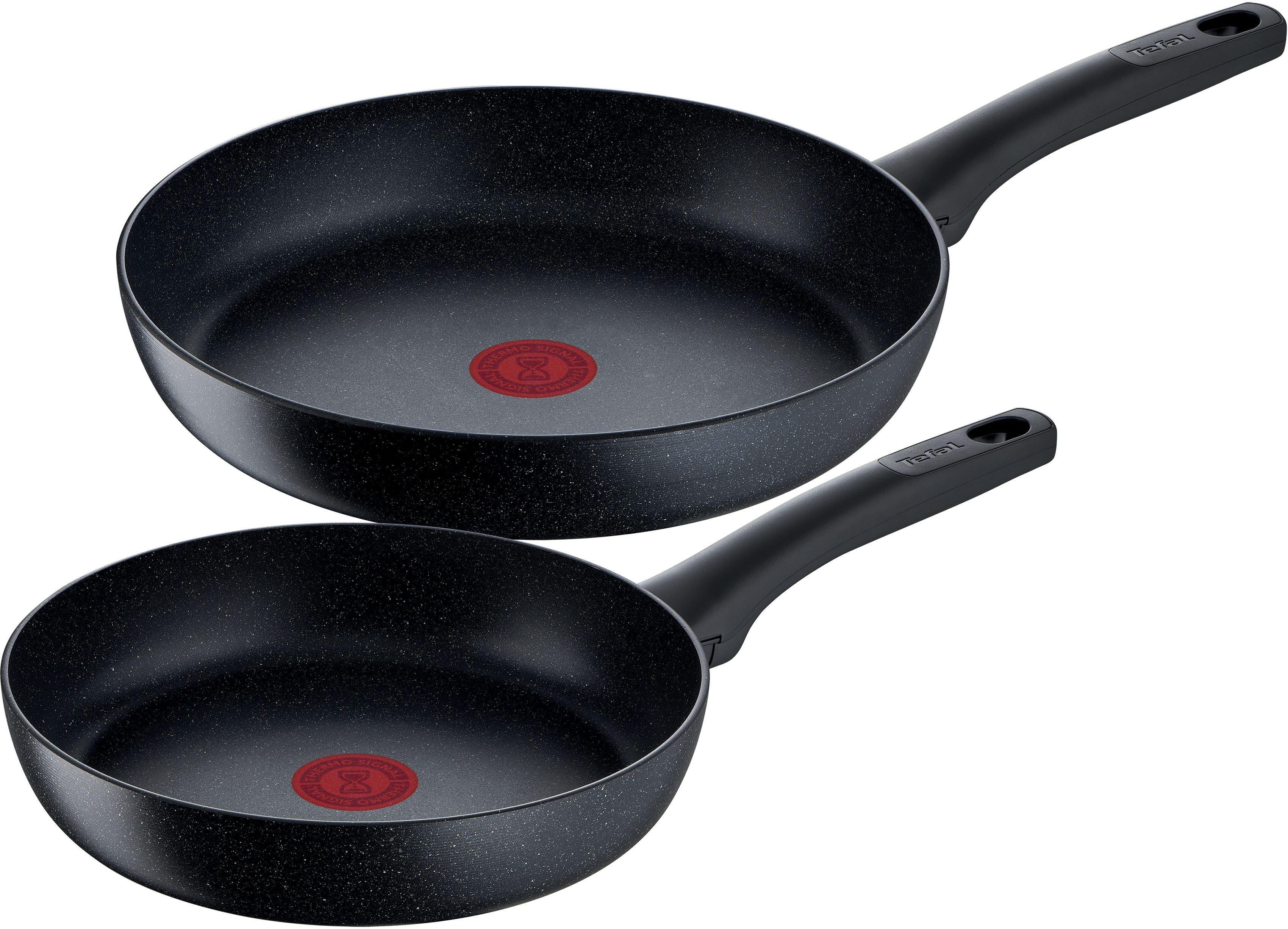 Tefal Pannenset Black stone Aluminium, Mineralia anti-aanbak, thermo-signaal, voor alle...