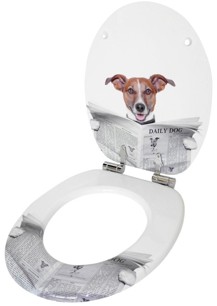 Sanilo Set badkameraccessoires Newspaper bestaand uit toiletzitting, badmat en wastafelplug (complete set, 3-delig)