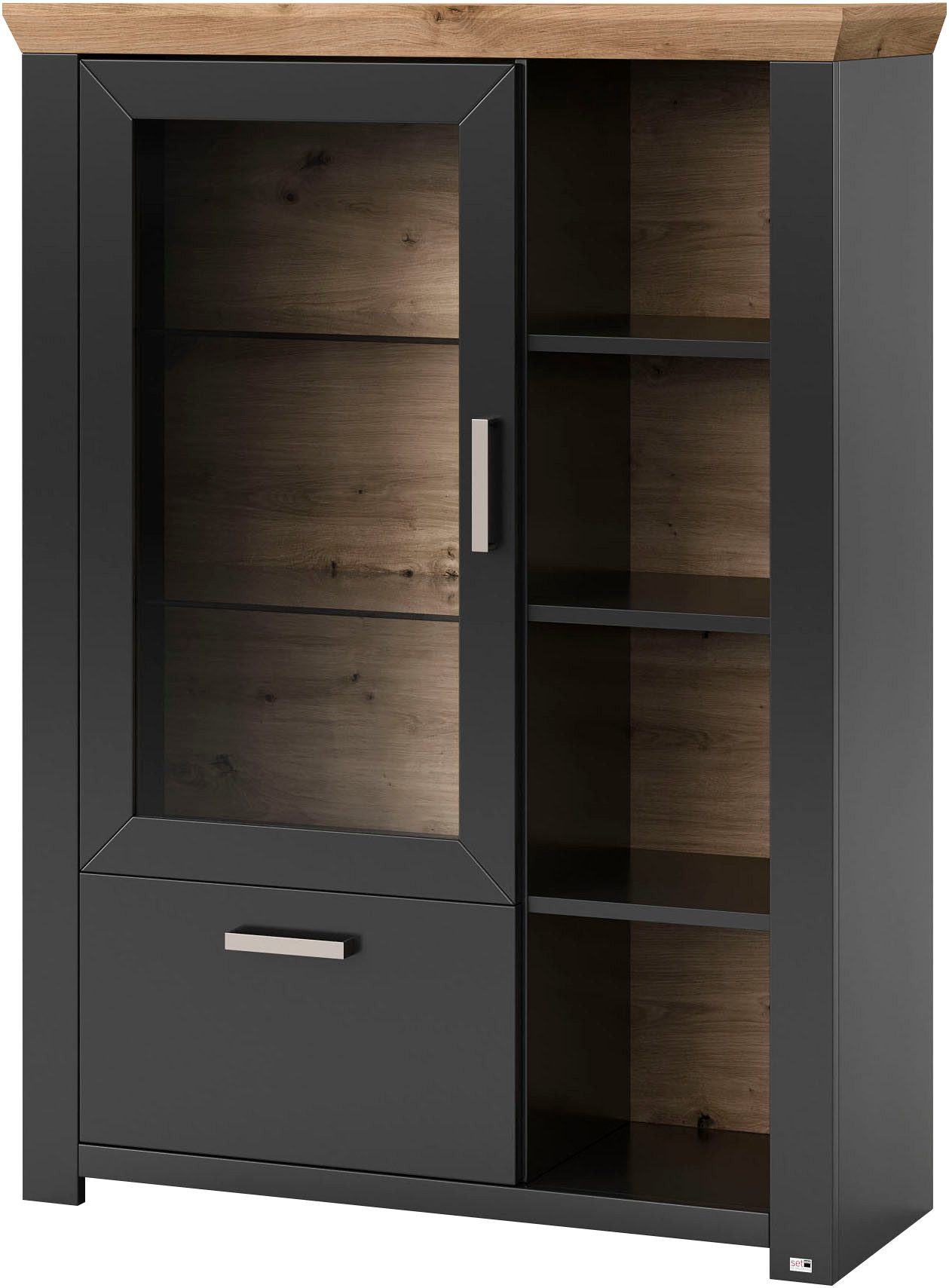 set one by Musterring Highboard York Type 13 en 14, met Glazendeur en lade, 3 kleurvarianten, B 105 cm
