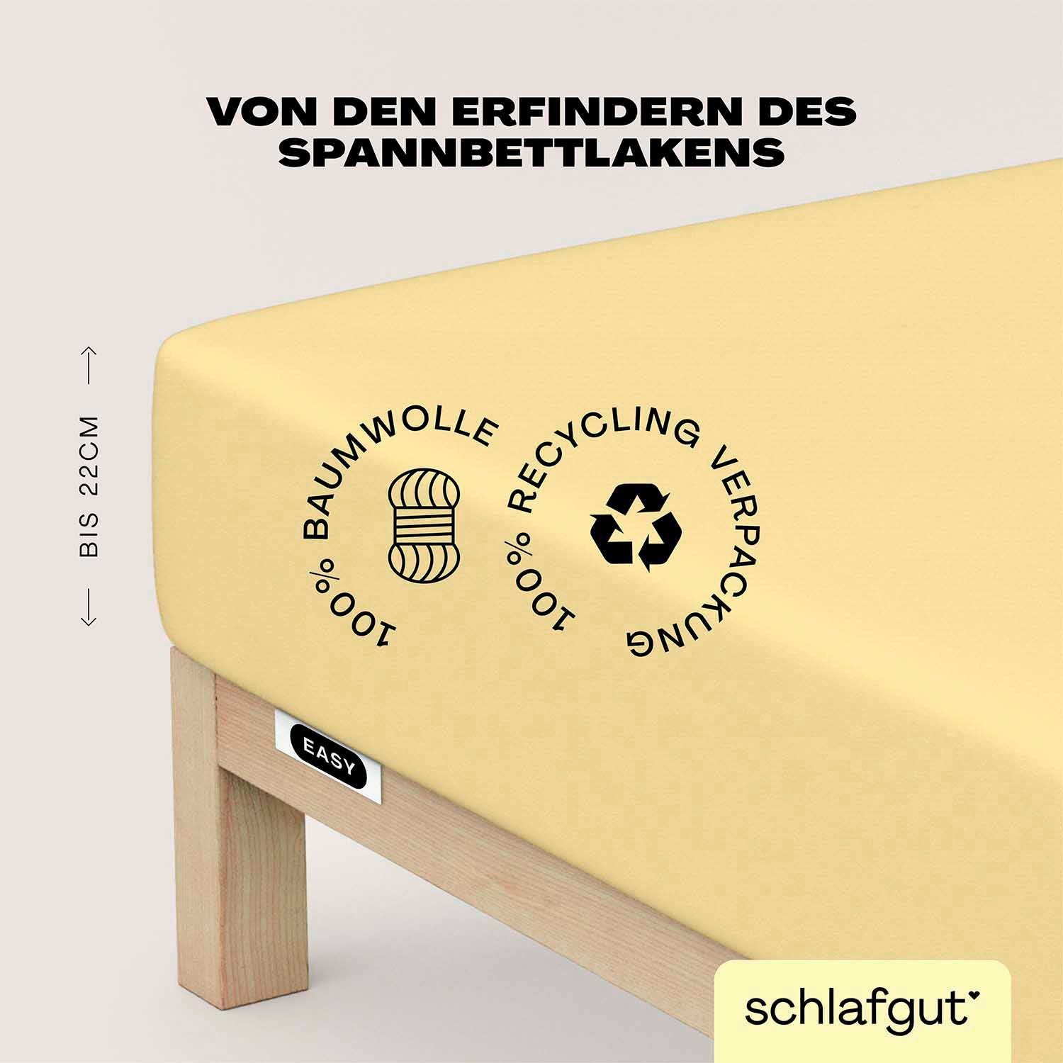 Schlafgut Hoeslaken EASY van 100% katoen, zacht & absorberend, merk-beddengoed voor matrassen tot 22 cm hoogte, in 90x200, 140x200 of 180x200 cm (1