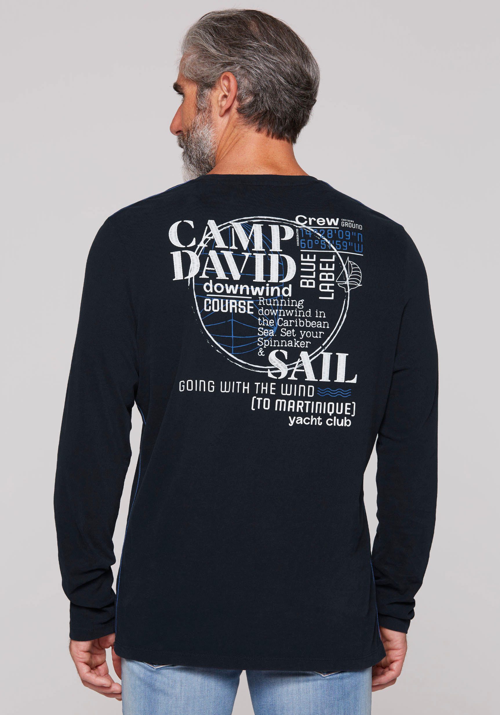 CAMP DAVID Shirt met lange mouwen met print op de achterkant