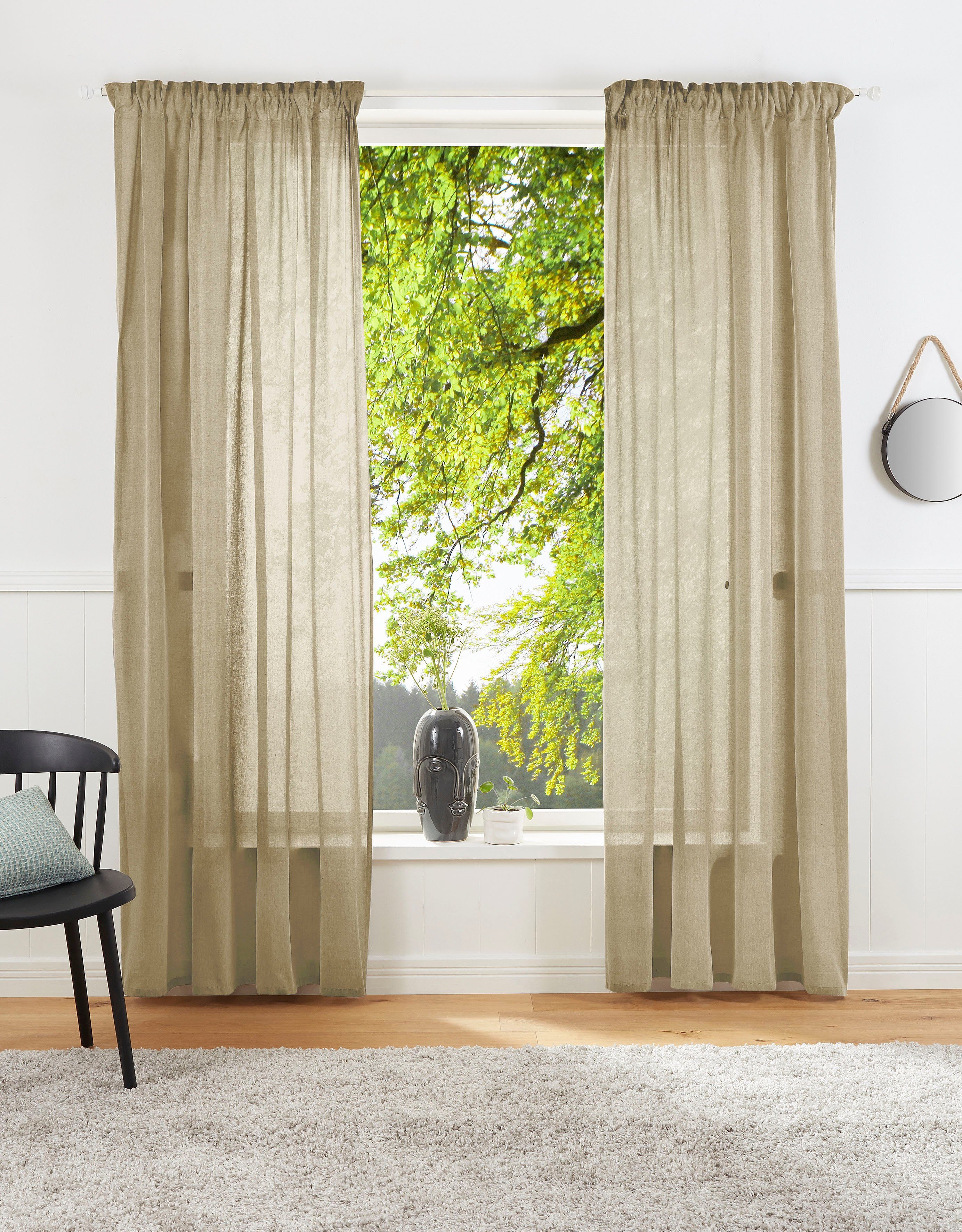 LeGer Home by Lena Gercke Gordijn Lanea Linnenlook, 1 sjaal, verschillende maten (1 stuk) kant & klaar gordijnen maat 4 oranje